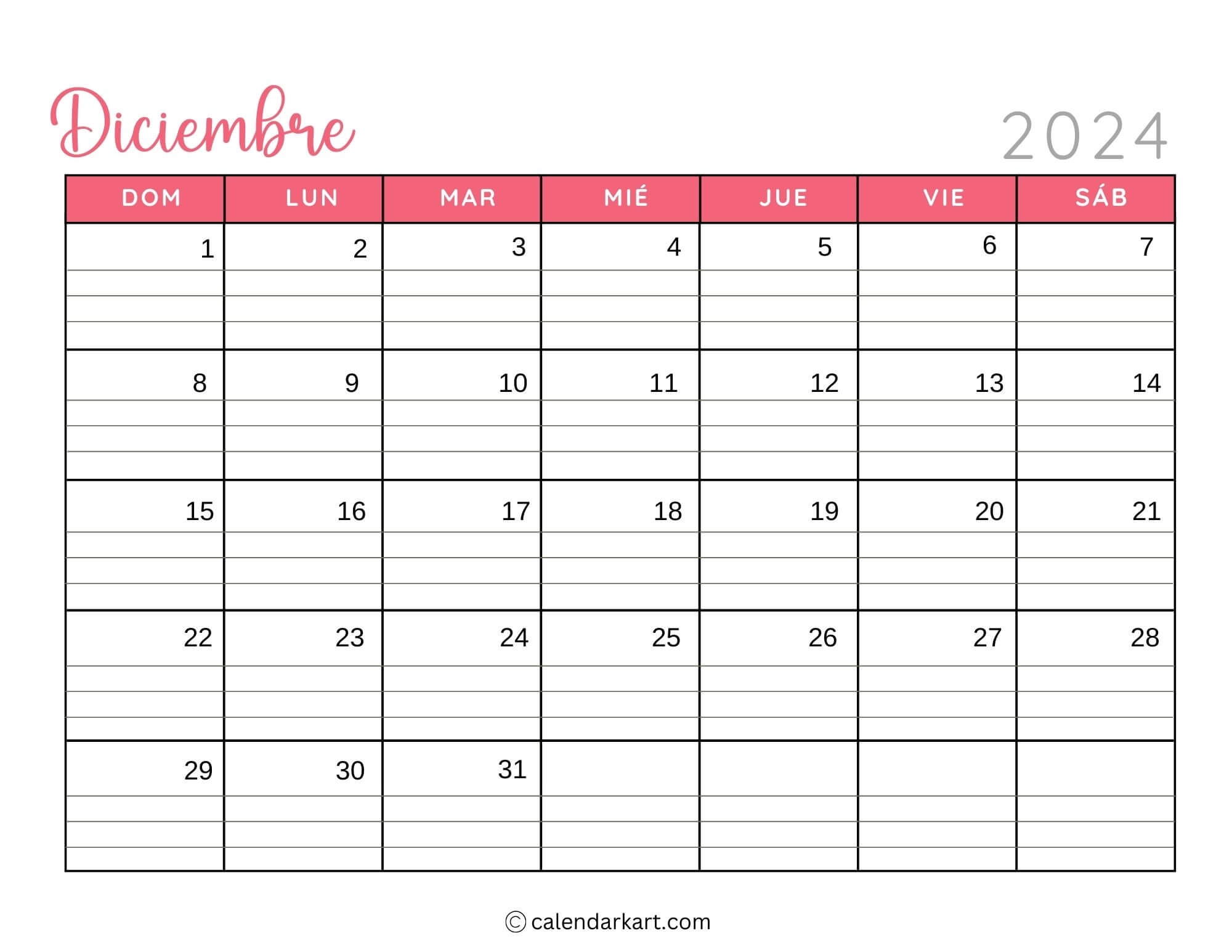 Printable December 2025 Calendars Free Pdf CalendarKart