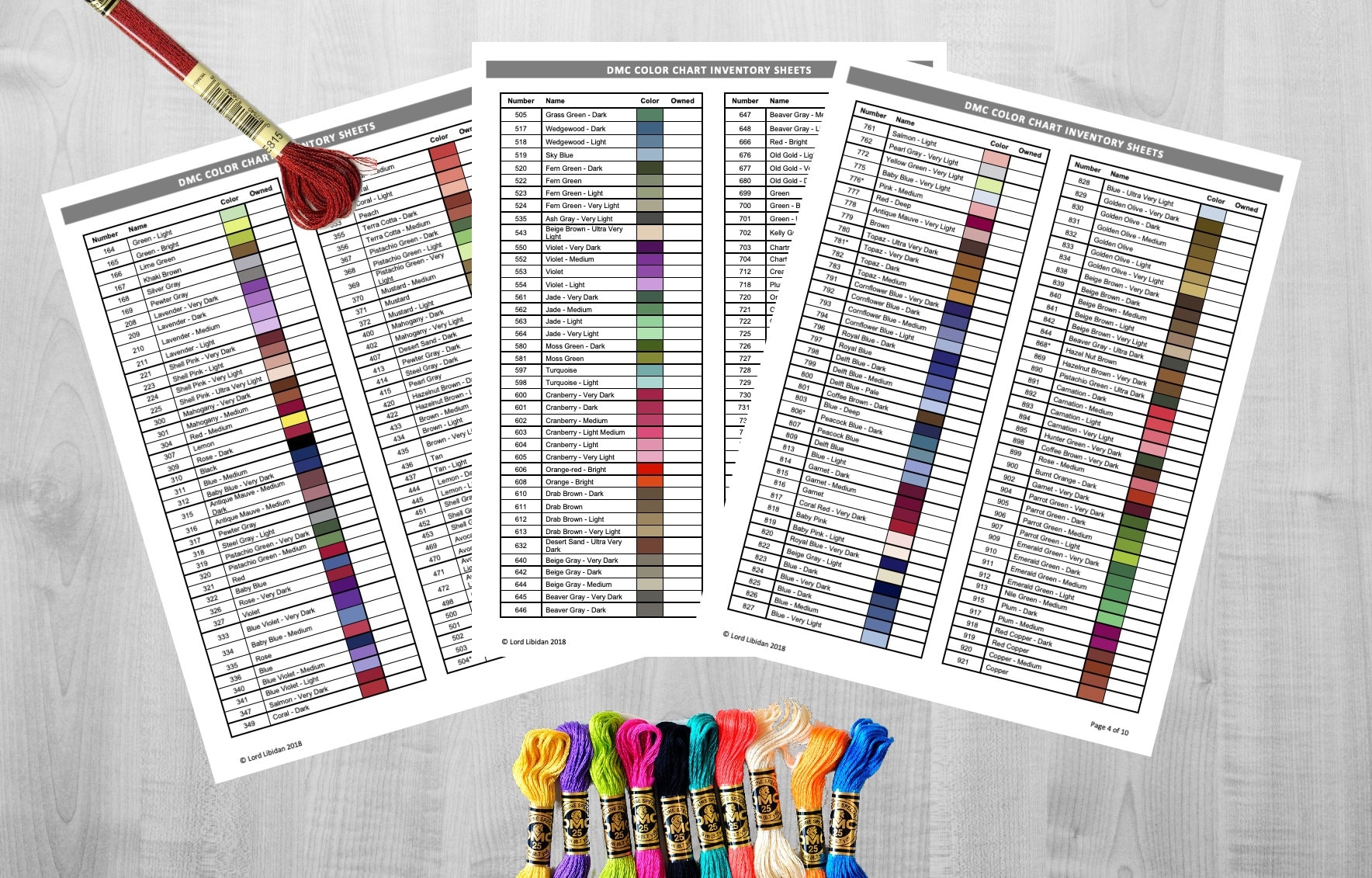 Printable DMC Thread Color Chart Tracker Inventory Sheet Etsy Sweden