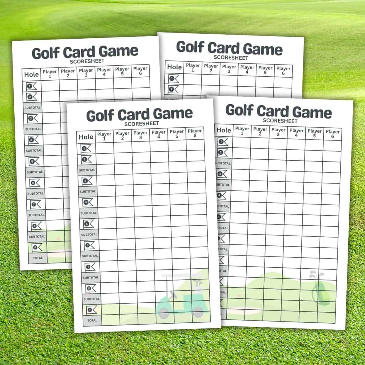 Printable Golf Card Game Scoresheet FREE PDF Scorecards 