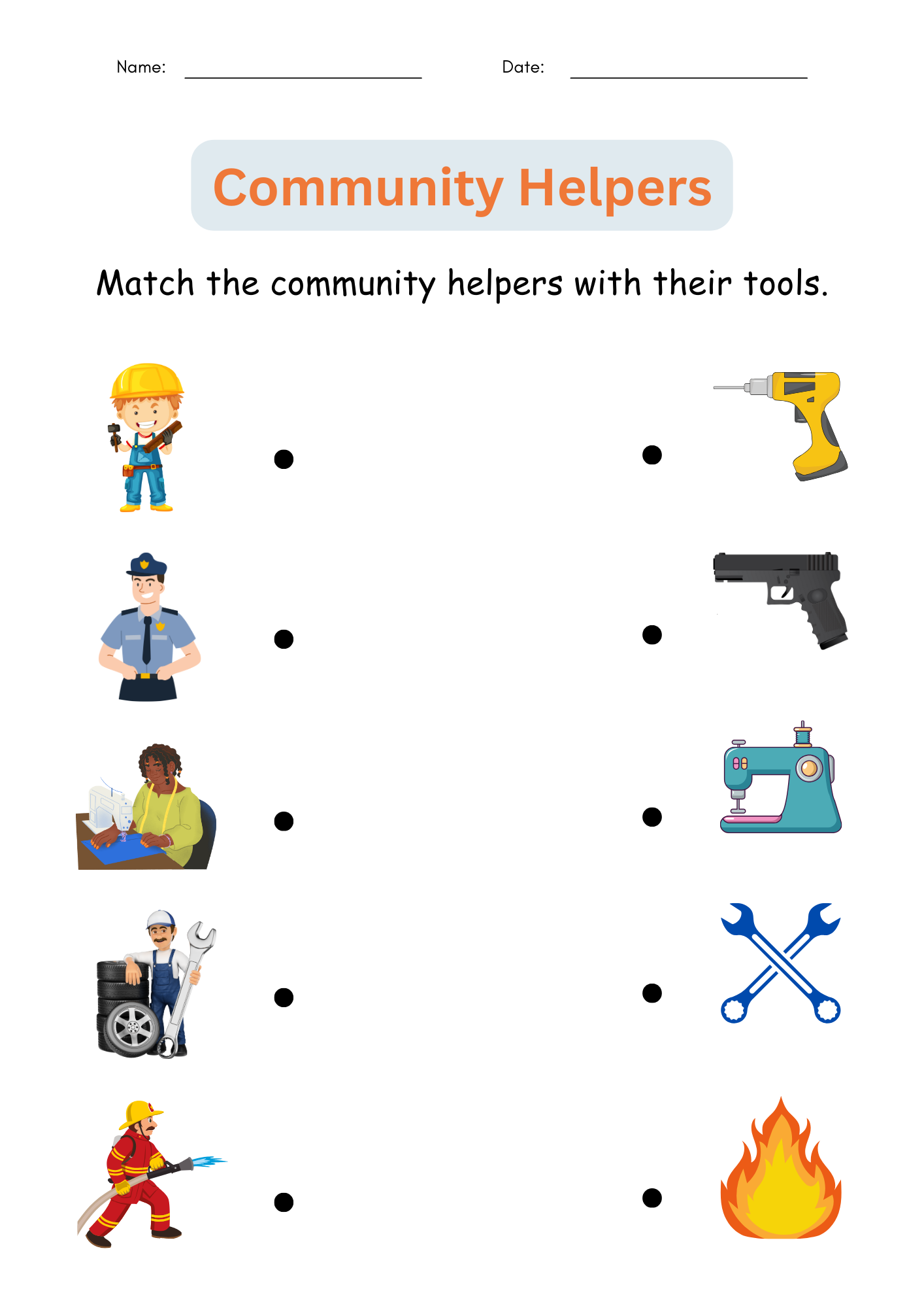 Printable Matching Community Helpers Activities Worksheets For Grade 1 2 3 Made By Teachers