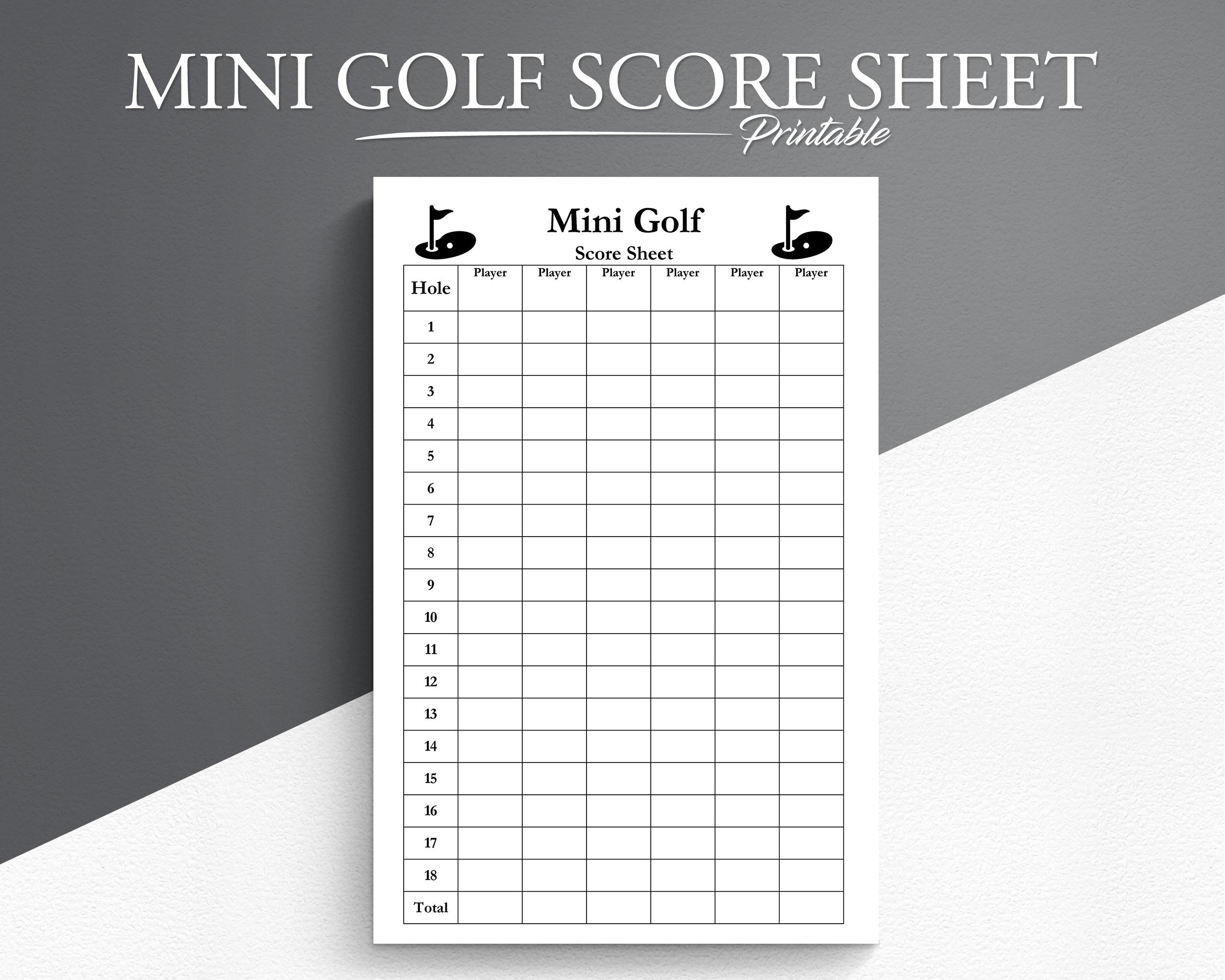 Golf Card Game Score Sheet Printable