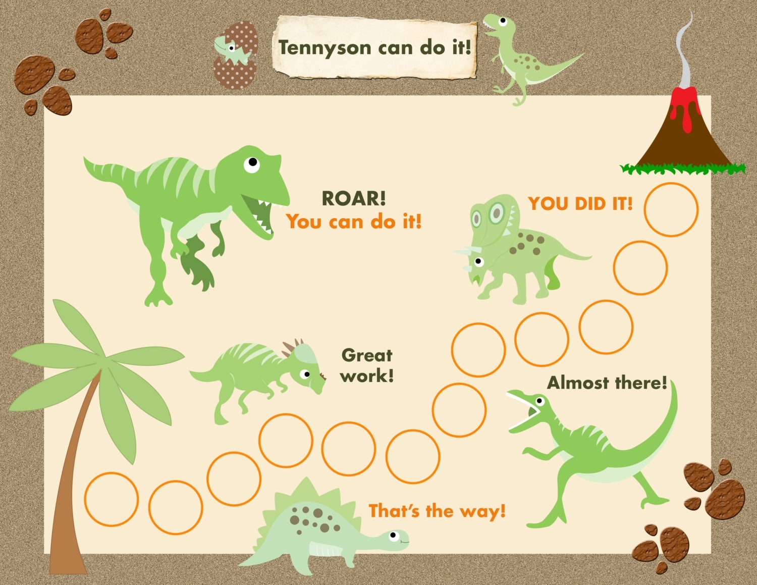Printable Reward Chart For Children Personalized Dinosaur Adventure Jpeg Or PDF Etsy