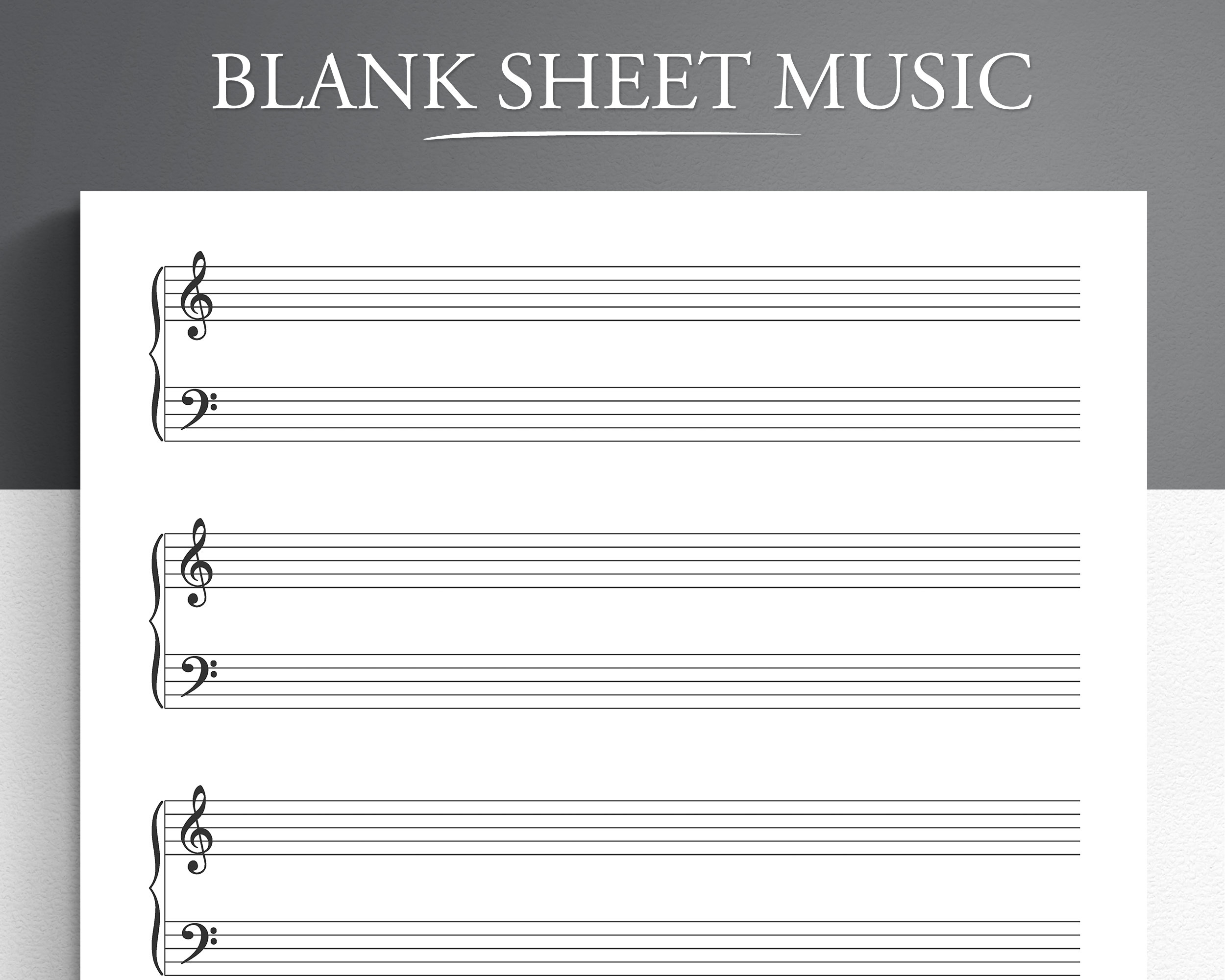 Printable Sheet Music For Letter a4 Blank Sheet Music Printable Piano Staff Paper Blank Music Paper Etsy