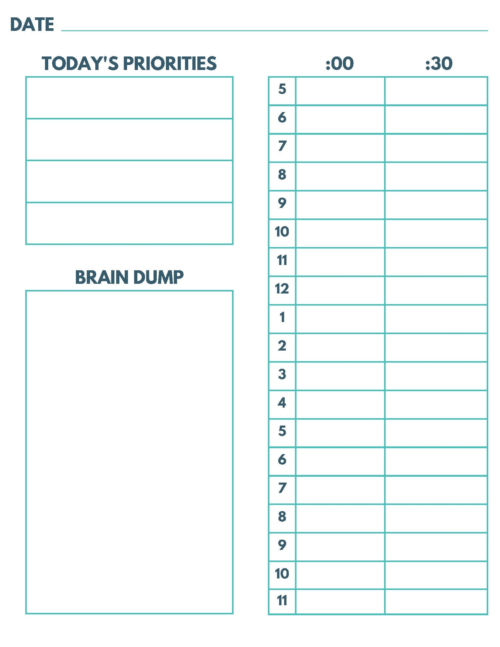 Printable Time Blocking Template Etsy Printable Time Blocking Template Etsy