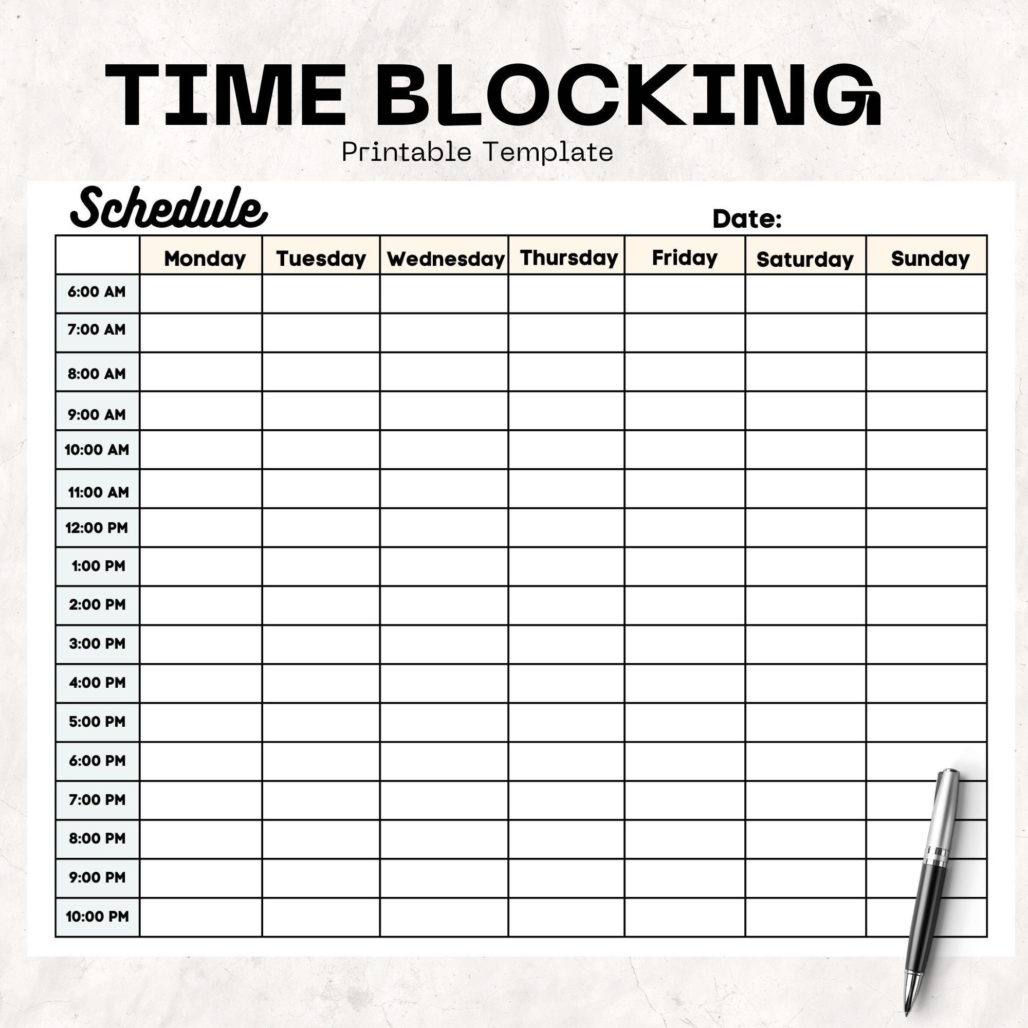 Free Printable Time Blocking Sheets Free Printable Time Blocking Sheets