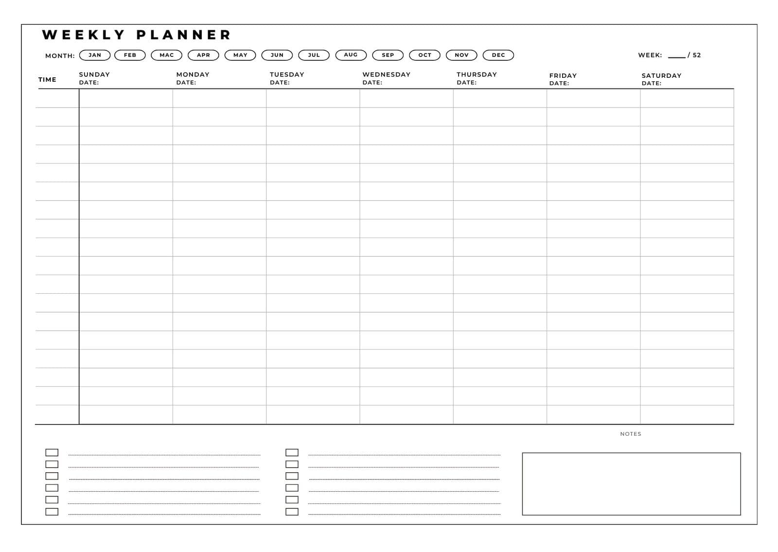 Printable Weekly Calendar With Time Slots 4 Free Templates The Pink Craft Box