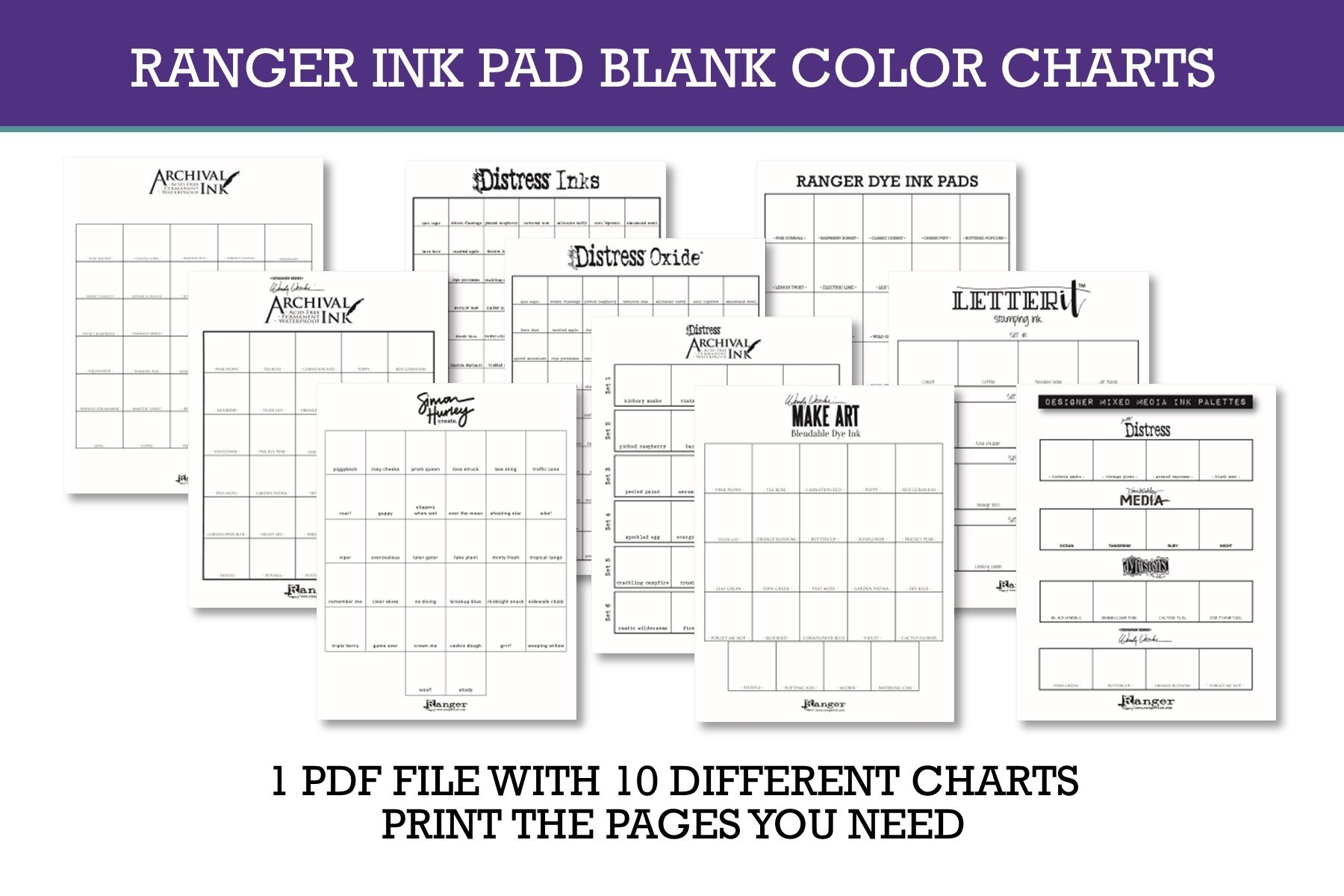 Ranger Ink Pad Blank Color Charts FREE DOWNLOAD Ranger Ink Pad Blank Color Charts FREE DOWNLOAD