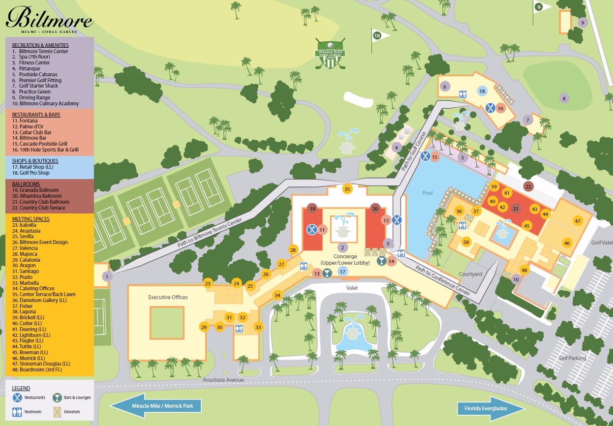 Resort Map Biltmore Miami Florida