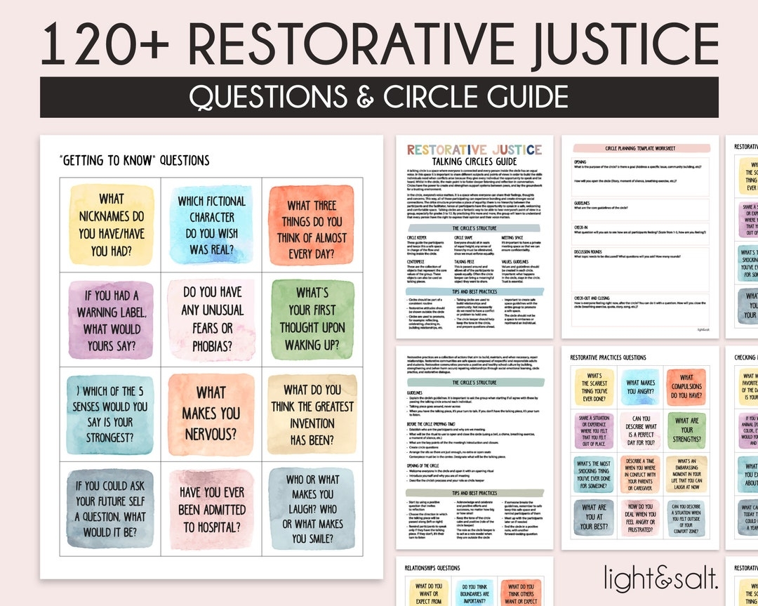 Restorative Justice Circle Questions And Prompts School Counselor School Psychologist Social Worker Class Management SEL Growth Mindset Etsy