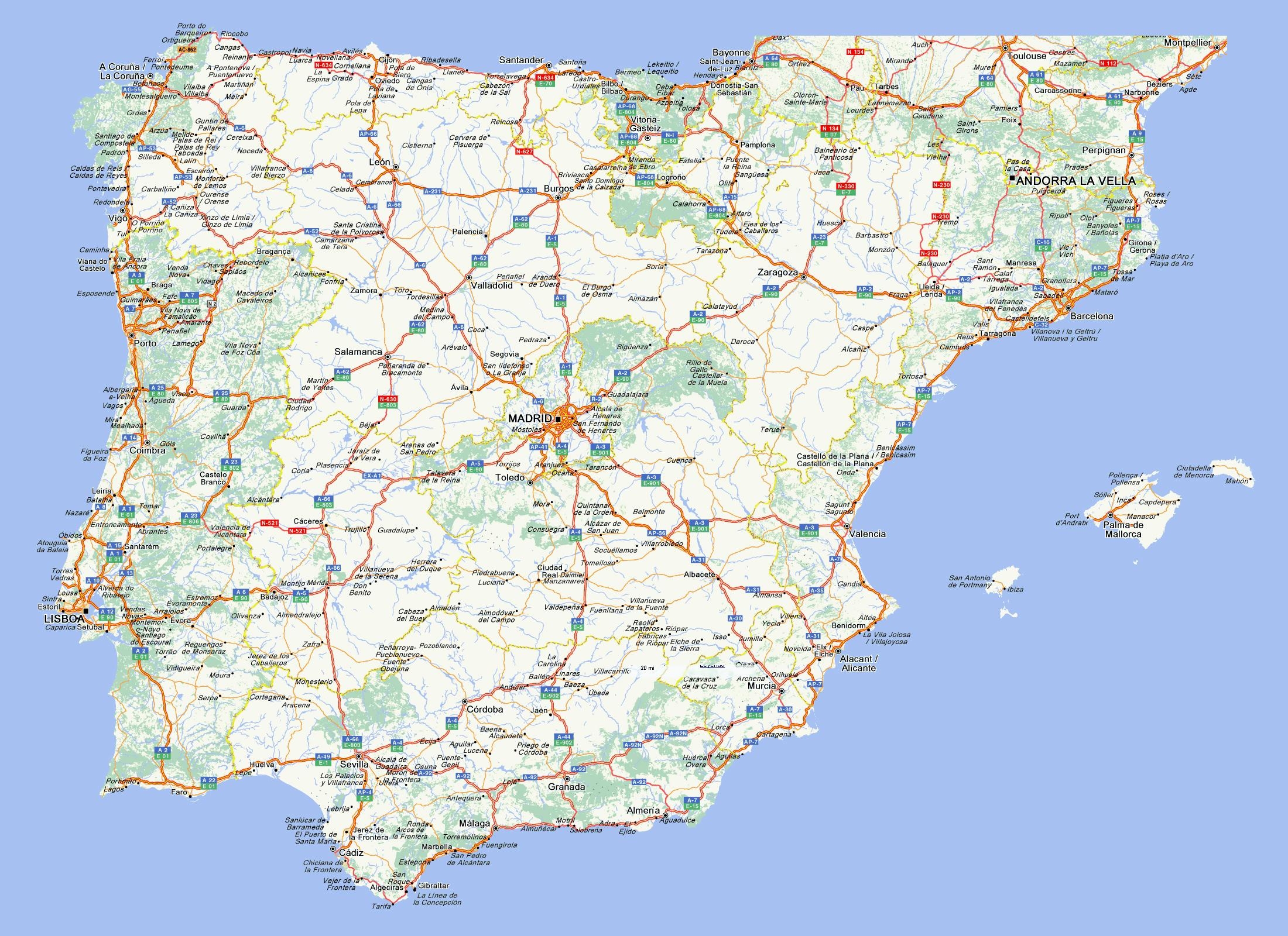 Road Map Of Spain Road Map Of Spain With Cities Southern Europe Road Map Of Spain Road Map Of Spain With Cities Southern Europe