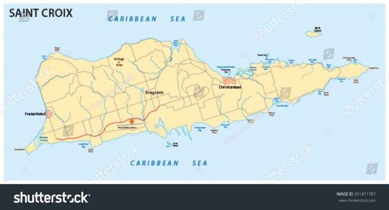 Saint Croix Us Virgin Islands Map Stock Vector Royalty Free 351871787 Shutterstock