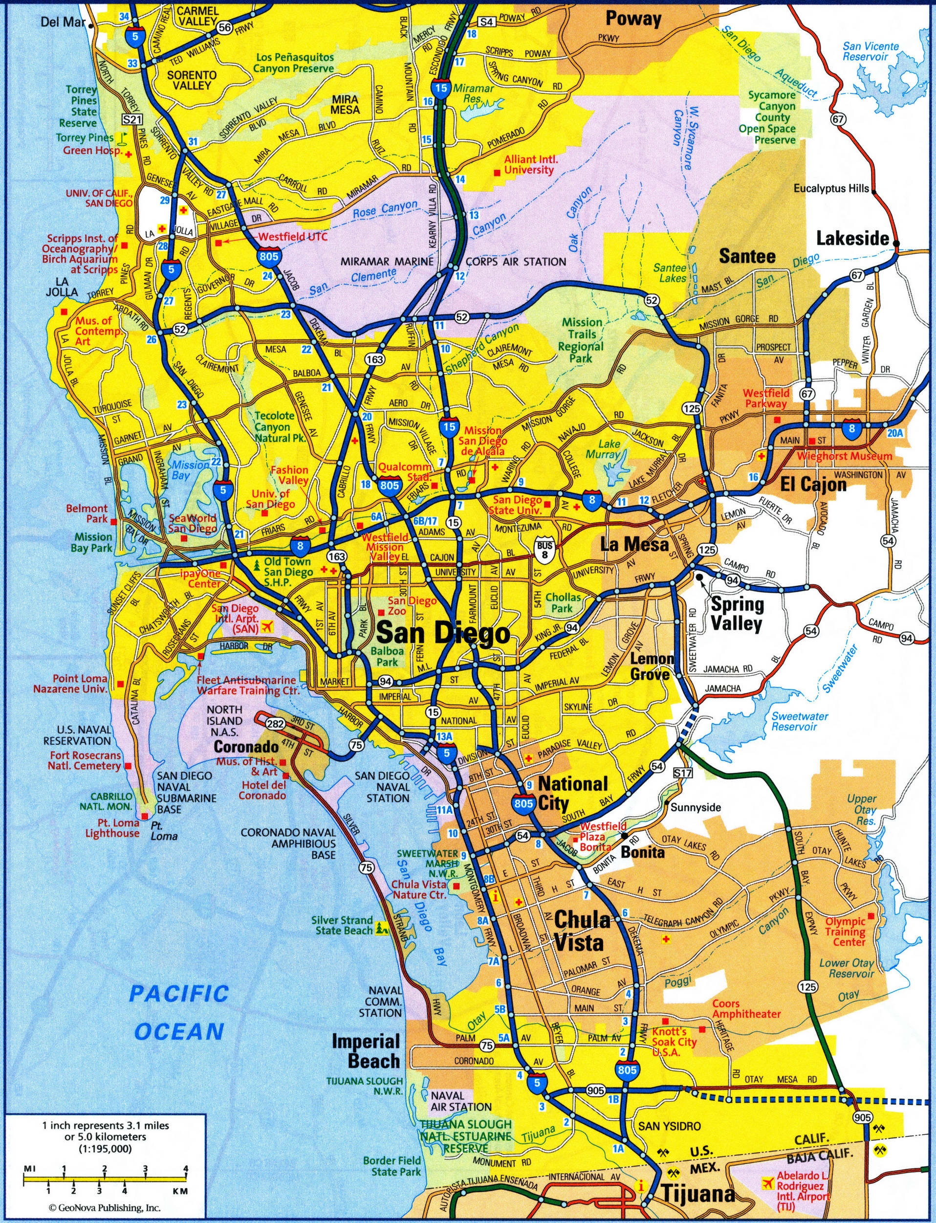 San Diego City Map Free Printable Detailed Map Of San Diego City California
