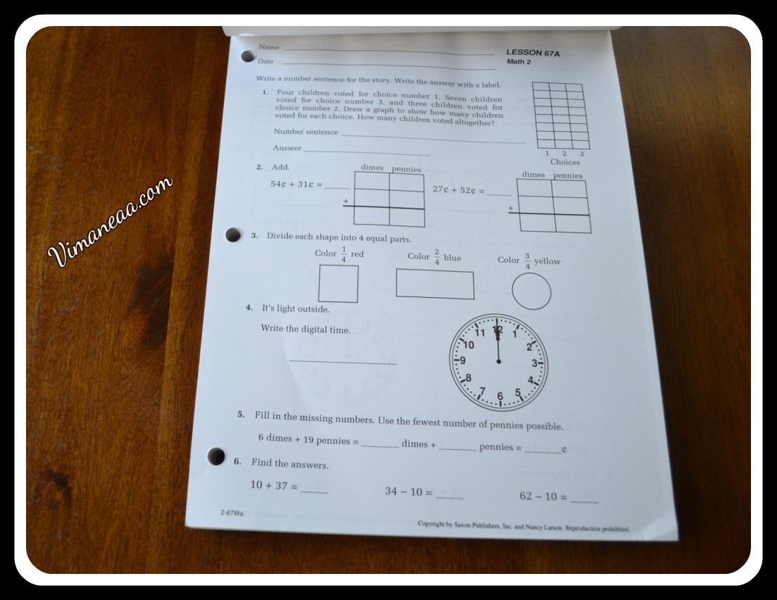 Printable Saxon Math Homework Sheets