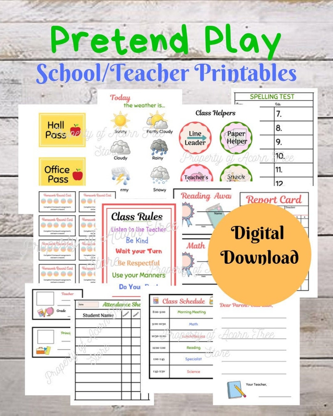 School Teacher Pretend Play Printables Etsy School Teacher Pretend Play Printables Etsy