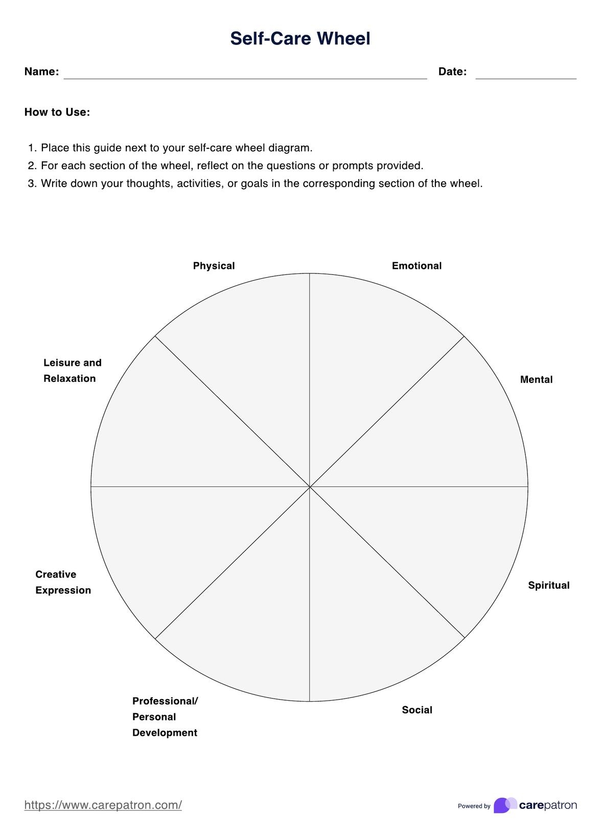 Printable Medicine Wheel Worksheet