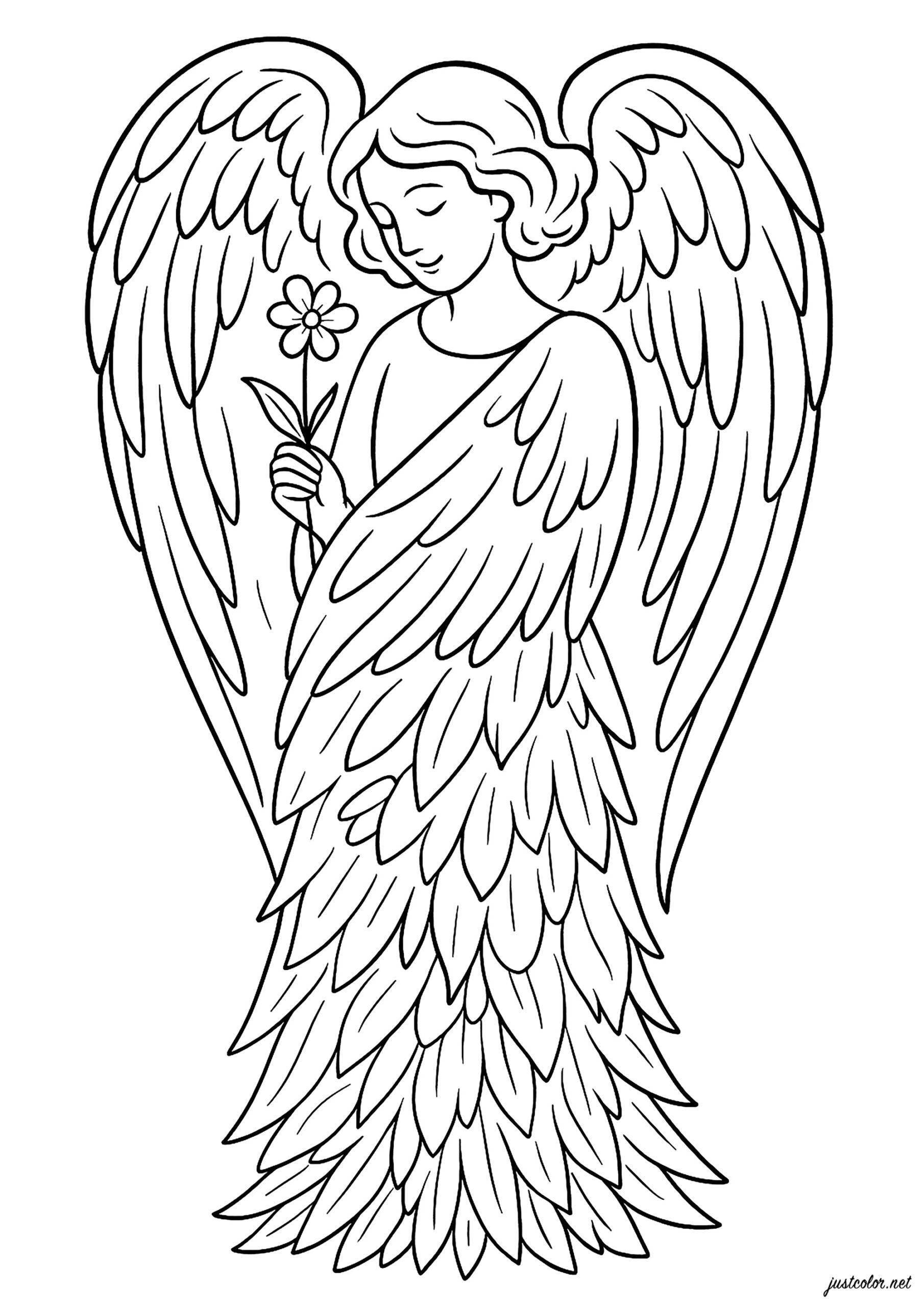Serene Angel With A Gentle Smile Angel Coloring Pages For Kids Serene Angel With A Gentle Smile Angel Coloring Pages For Kids