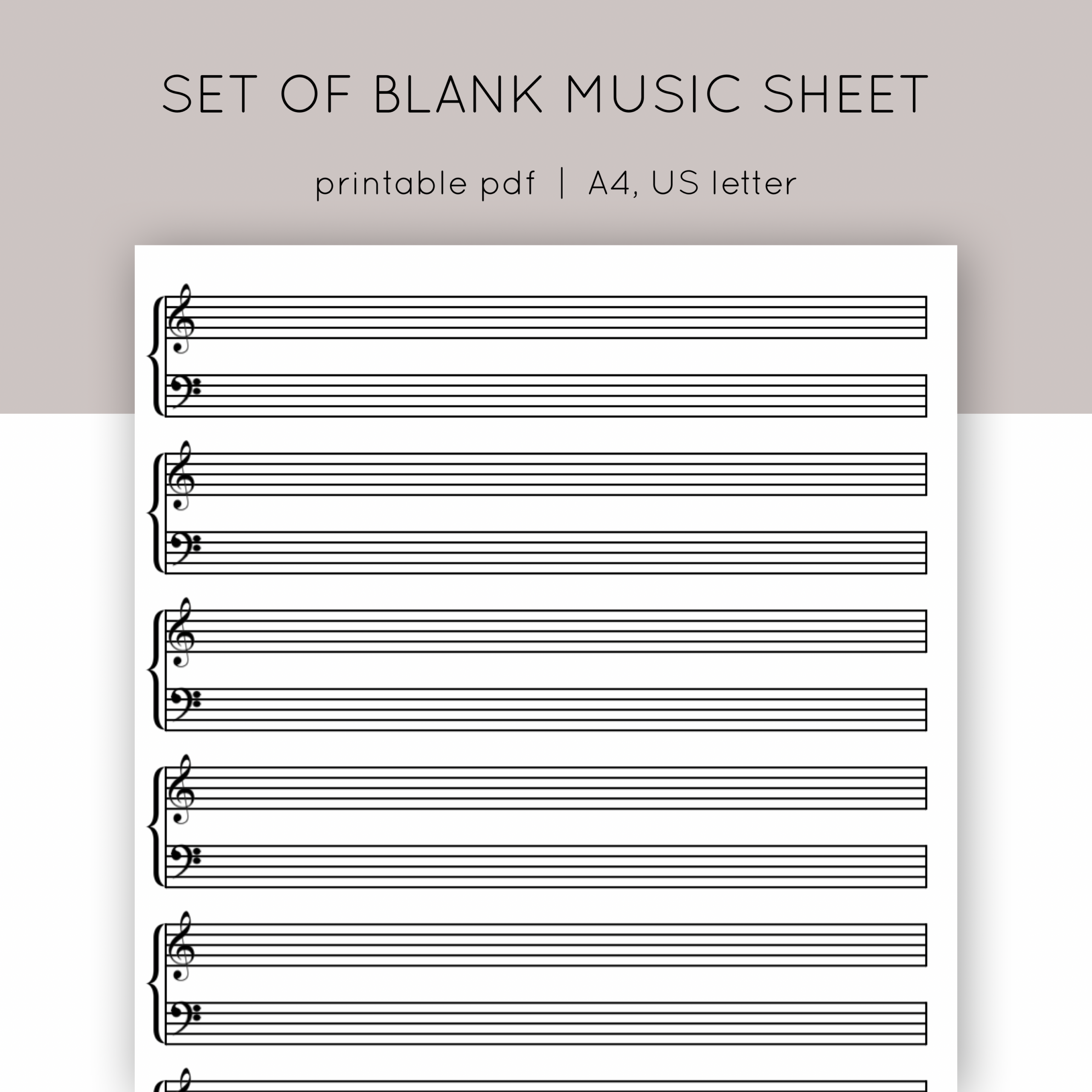 Set Of Blank Music Scores For Musicians Teachers And Composers Printable Blank Music Stave Blank Piano Sheet Music 
