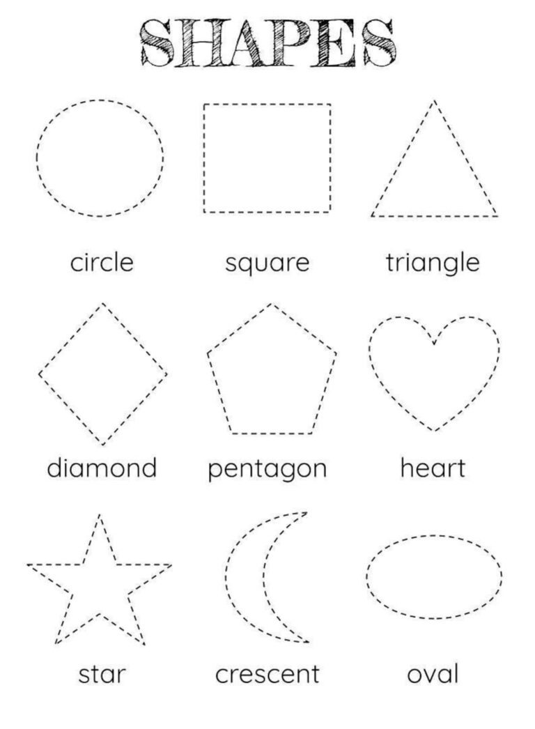 Shape Tracing Worksheet For Kindergarten Preschool Learn To Trace Shapes Montessori Activity Easy Printable Back To School Worksheet Etsy