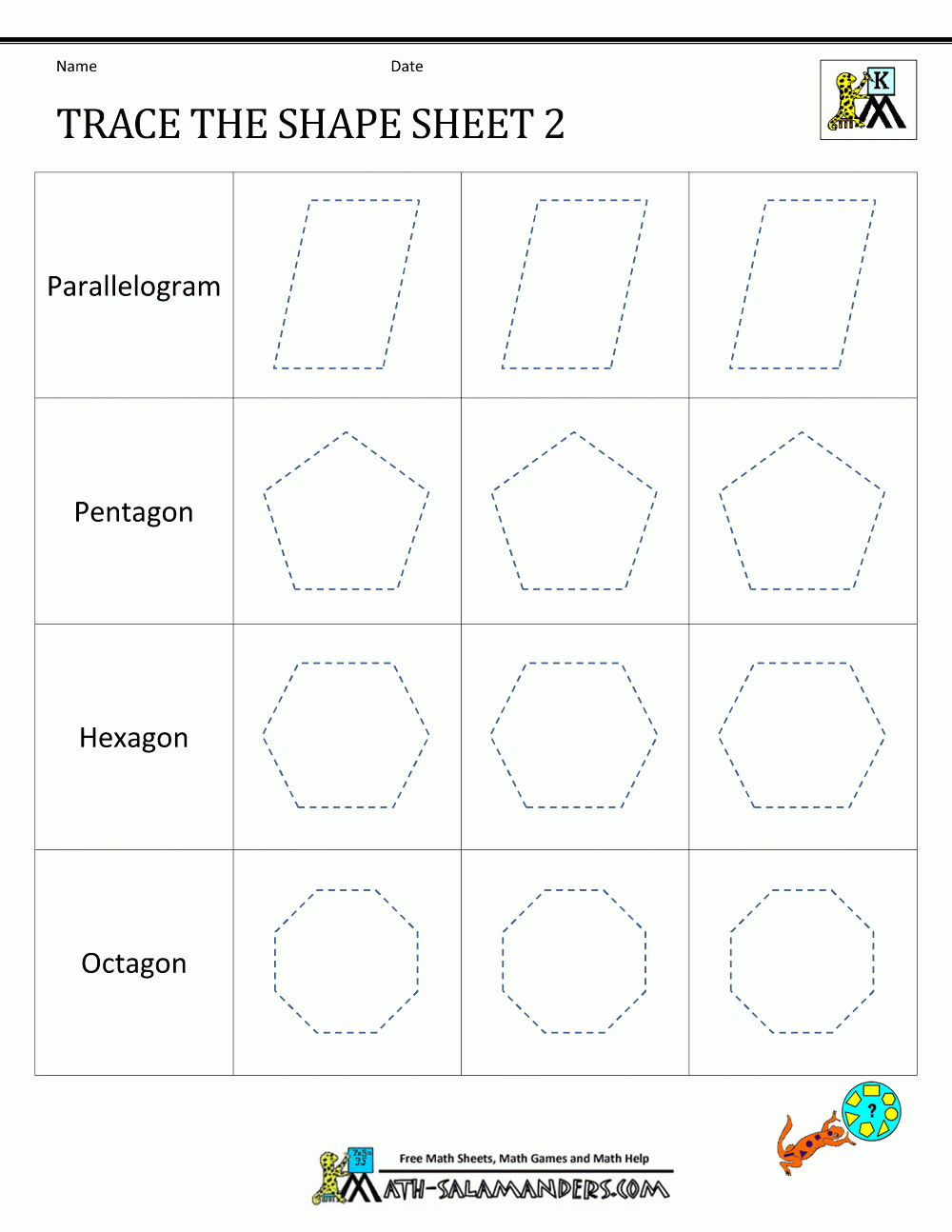Shape Tracing Worksheets Kindergarten Shape Tracing Worksheets Kindergarten