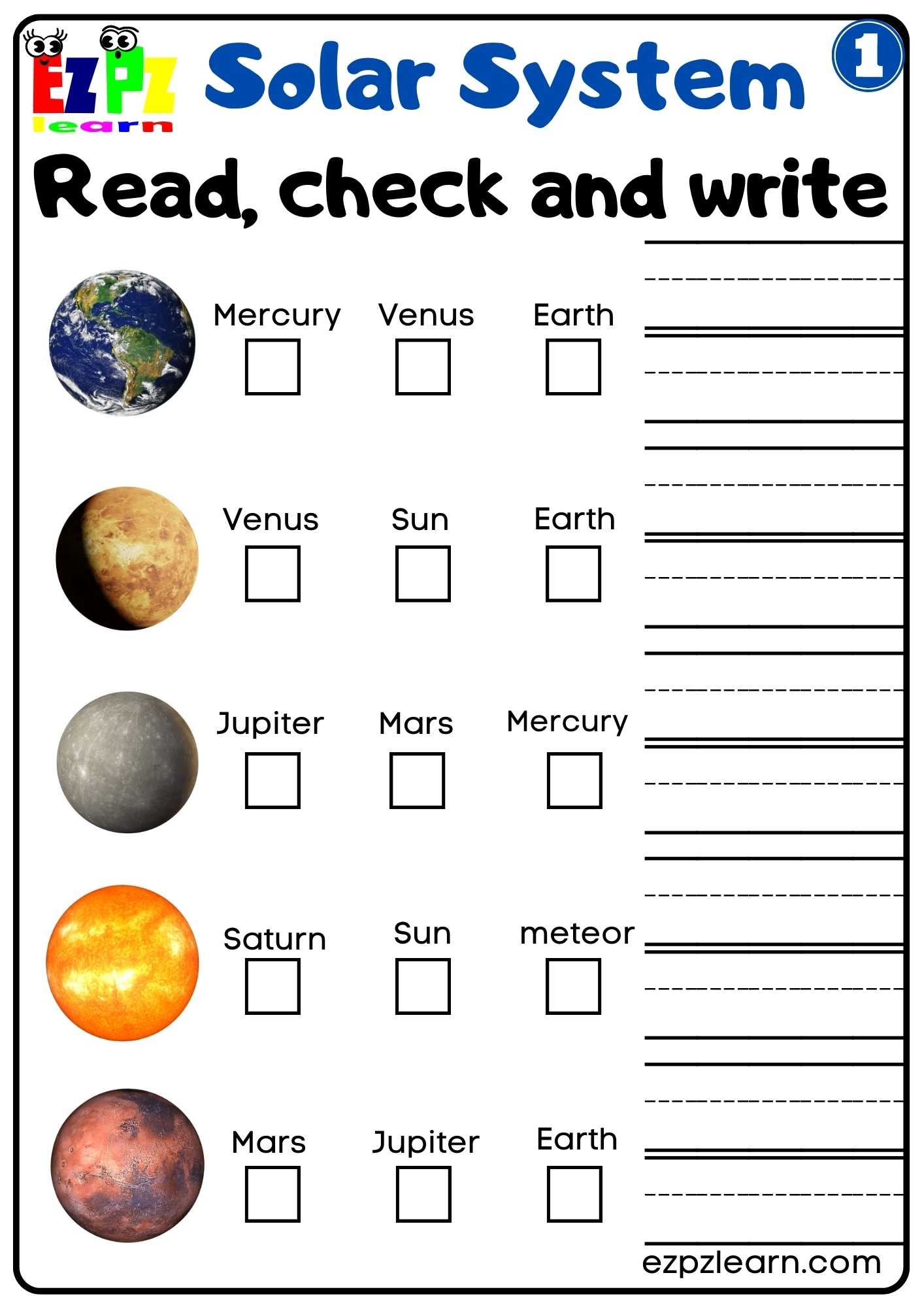 Planets Printable Worksheets Planets Printable Worksheets