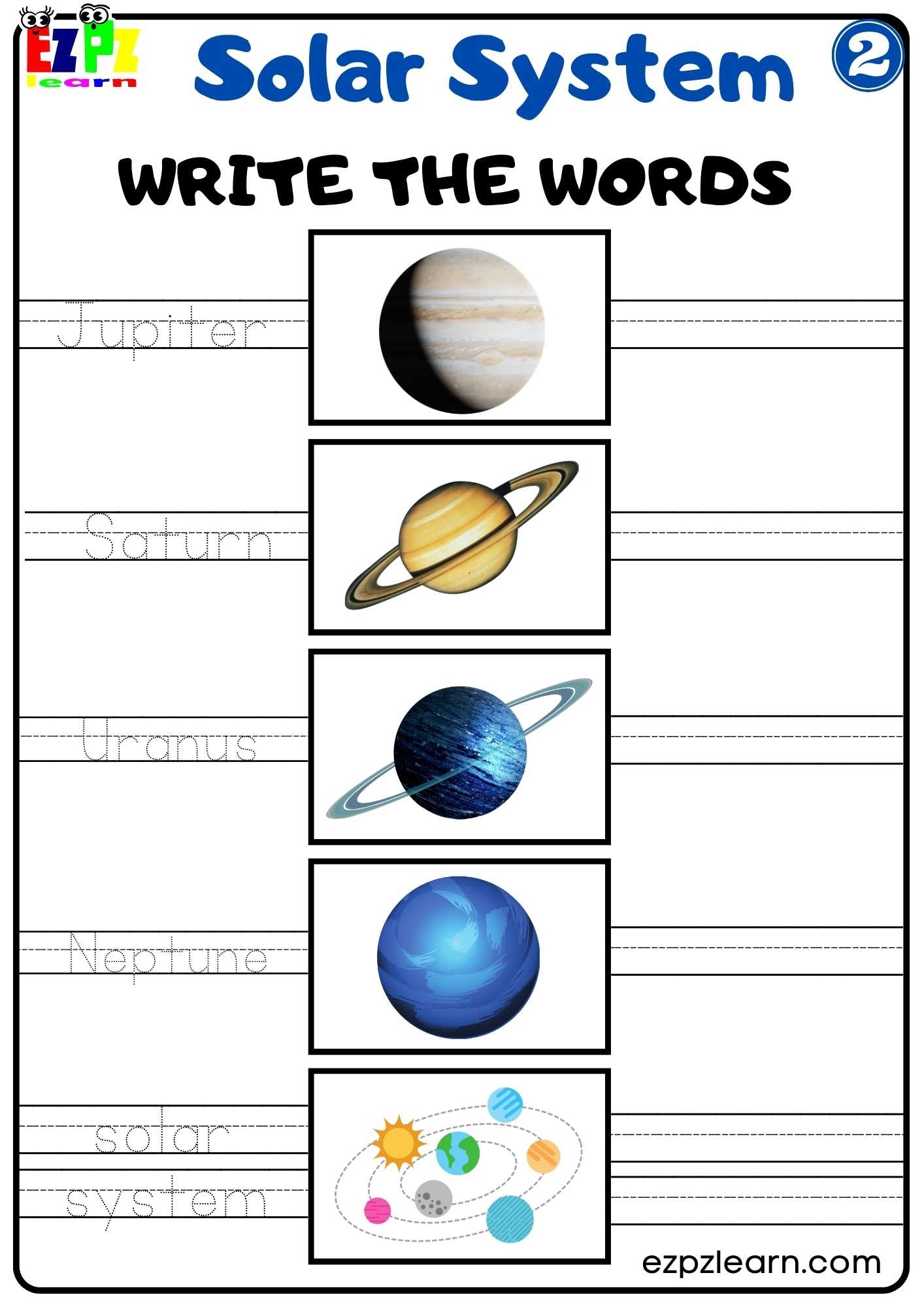 Solar System Write The Words Worksheet 2 For Kids Ezpzlearn Solar System Write The Words Worksheet 2 For Kids Ezpzlearn