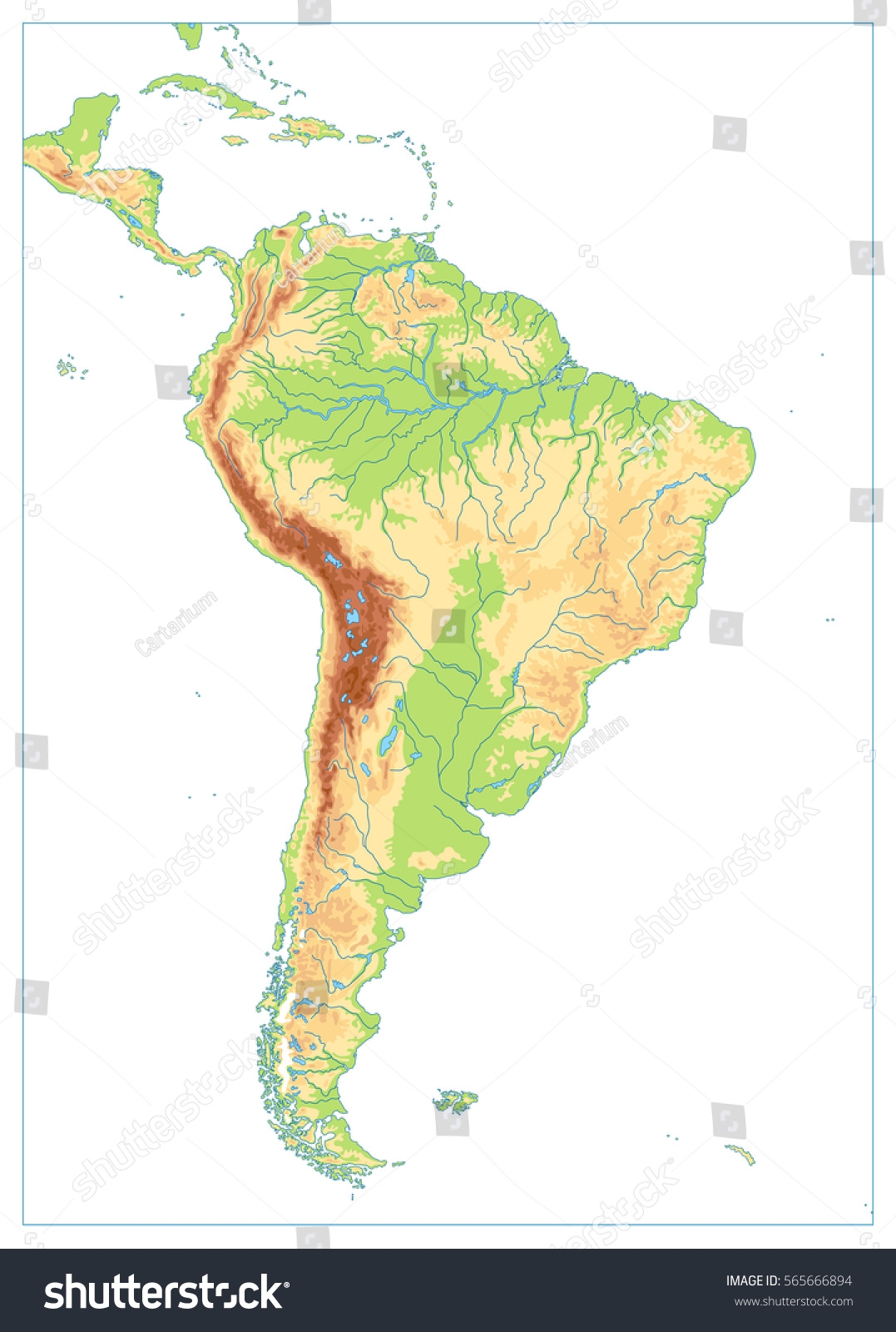 South America Physical Blank Map Isolated Stock Vector Royalty Free 565666894 Shutterstock