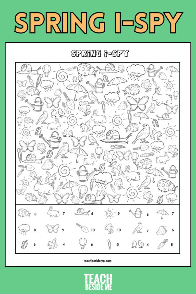 Spring I Spy Coloring Printable Teach Beside Me