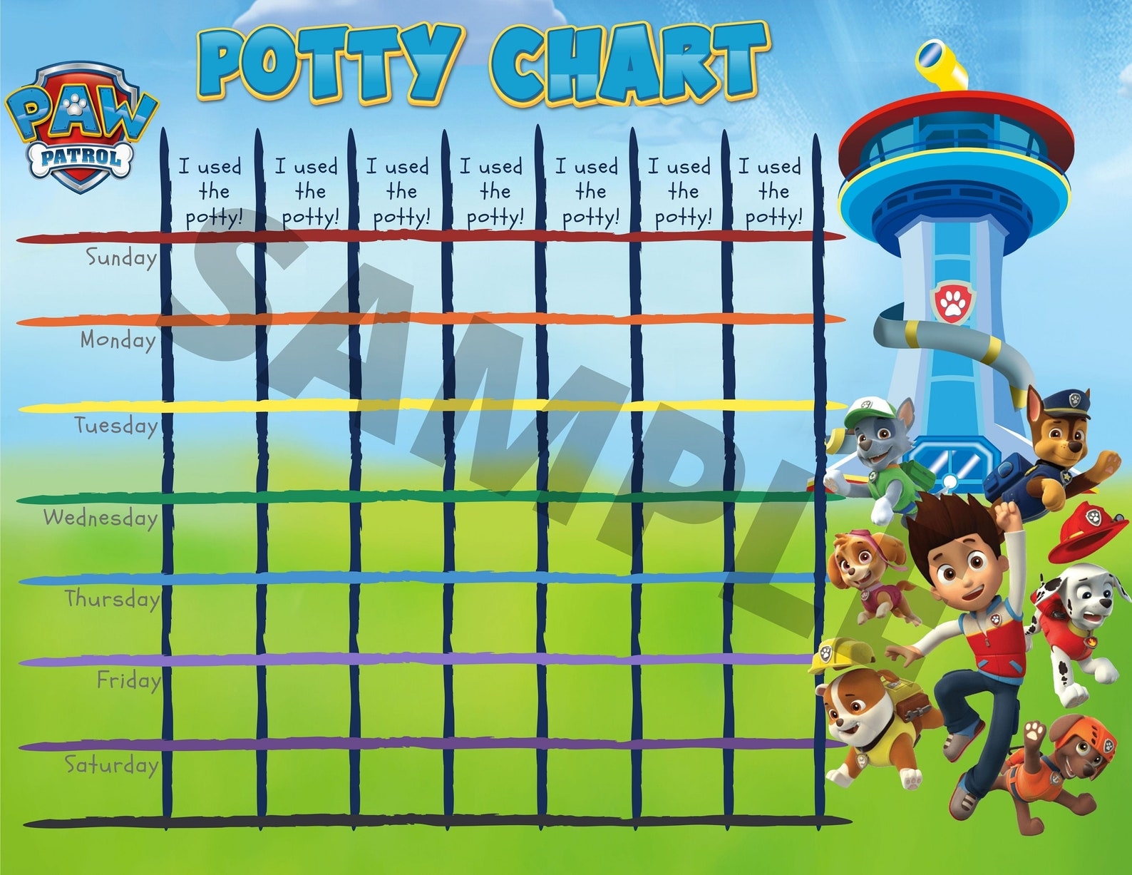 Paw Patrol Potty Chart Printable Free