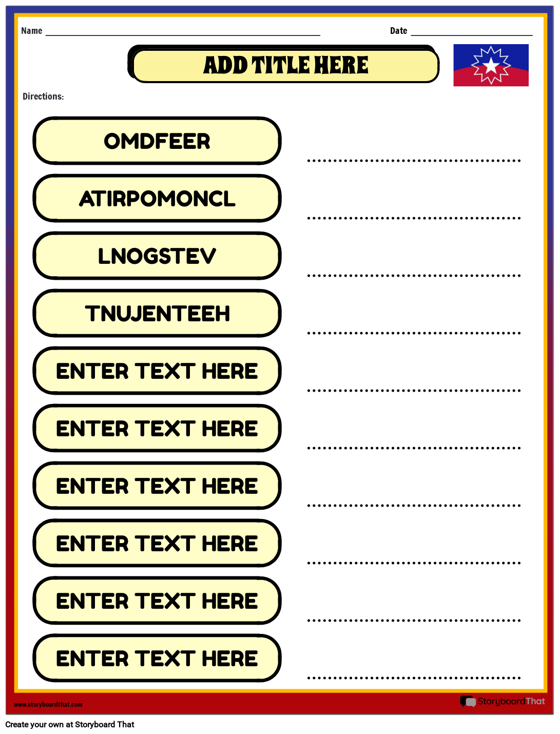 Storyboard That Free Juneteenth Worksheets For Kindergarten And Up