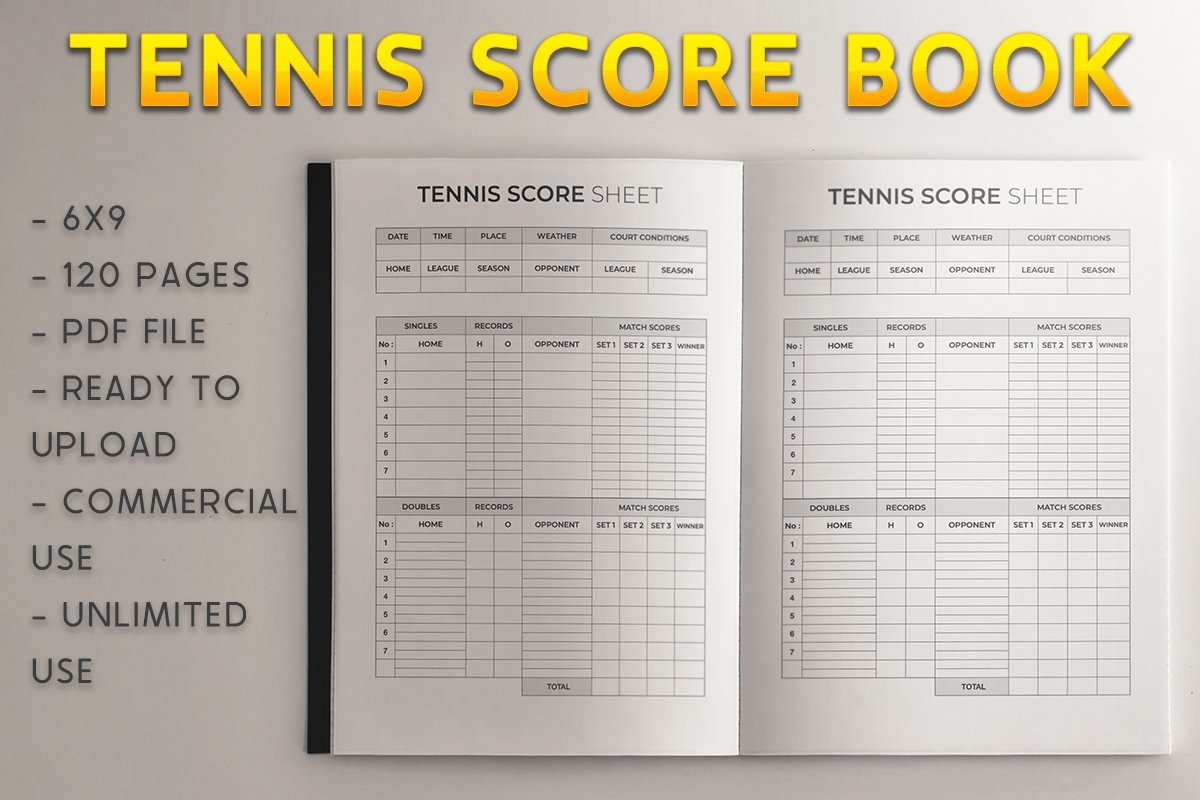Tennis Score Book 6x9l KDP Template