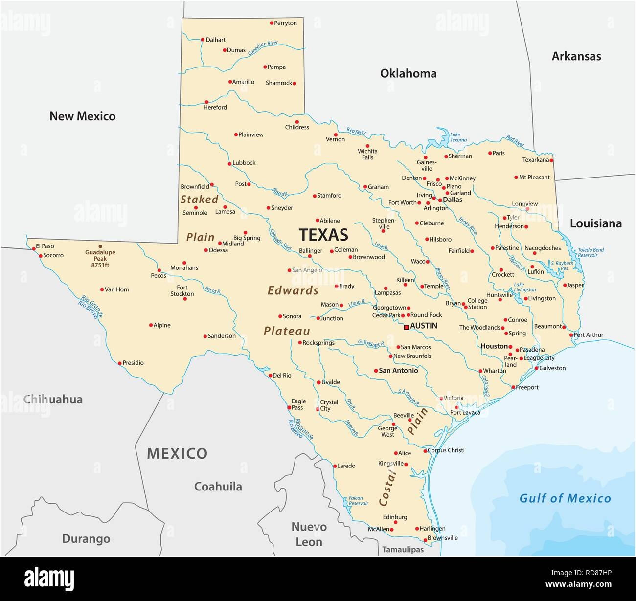 Printable Map Of Texas Cities