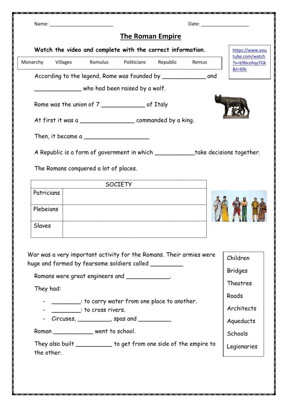 The Roman Empire Exercise Worksheets Library The Roman Empire Exercise Worksheets Library