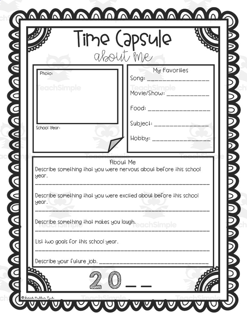 Time Capsule Activity By Teach Simple Time Capsule Activity By Teach Simple