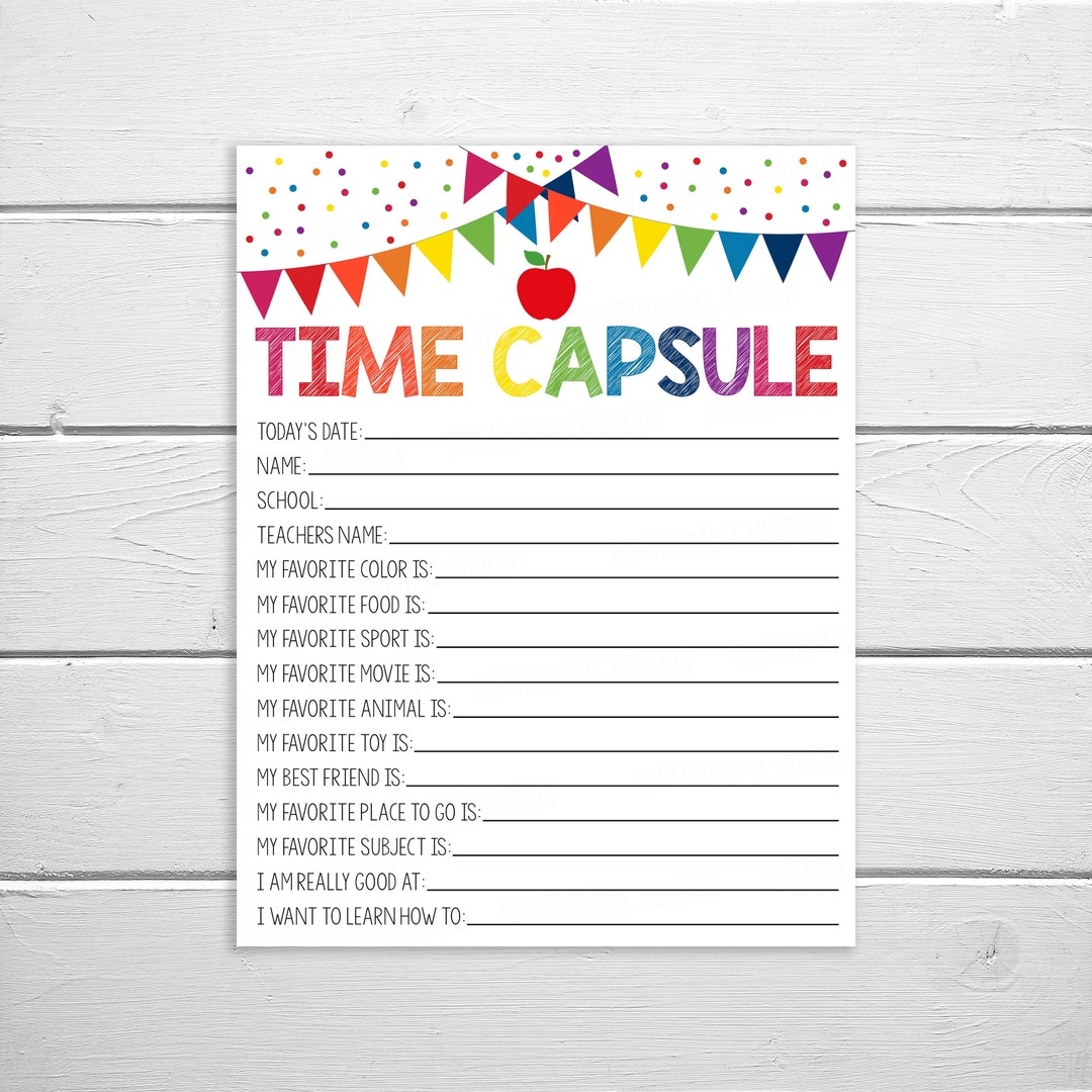 Time Capsule Printable Kids Student Memory Sheet School Questionnaire Teacher School Student Staff PTO PTA Instant Digital Download Etsy Time Capsule Printable Kids Student Memory Sheet School Questionnaire Teacher School Student Staff PTO PTA Instant Digital Download Etsy