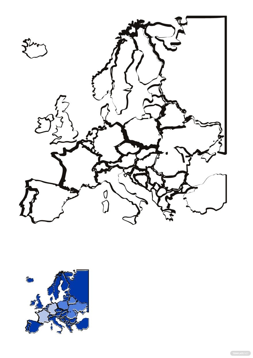 Transparent Europe Map Coloring Page In PDF Download Template