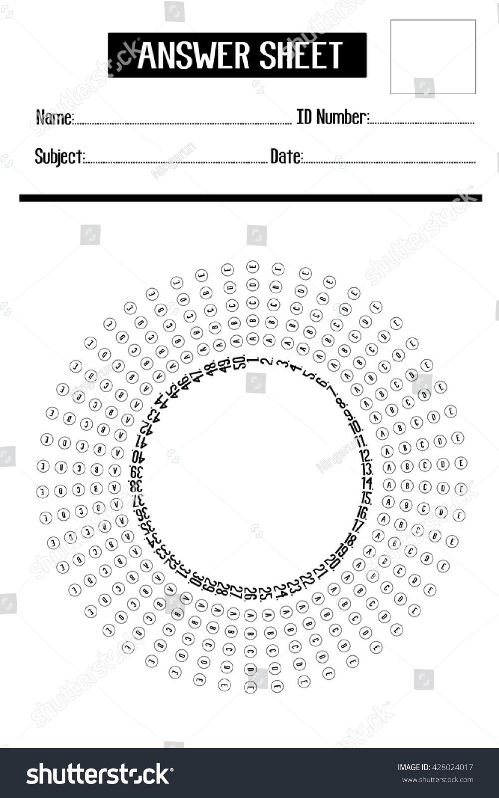 Typical Round Multiple Choice Answer Sheet Stock Vector Royalty Free 428024017 Shutterstock