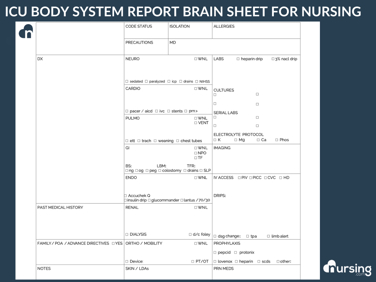 Ultimate Nursing Report Sheet Database Free Downloads