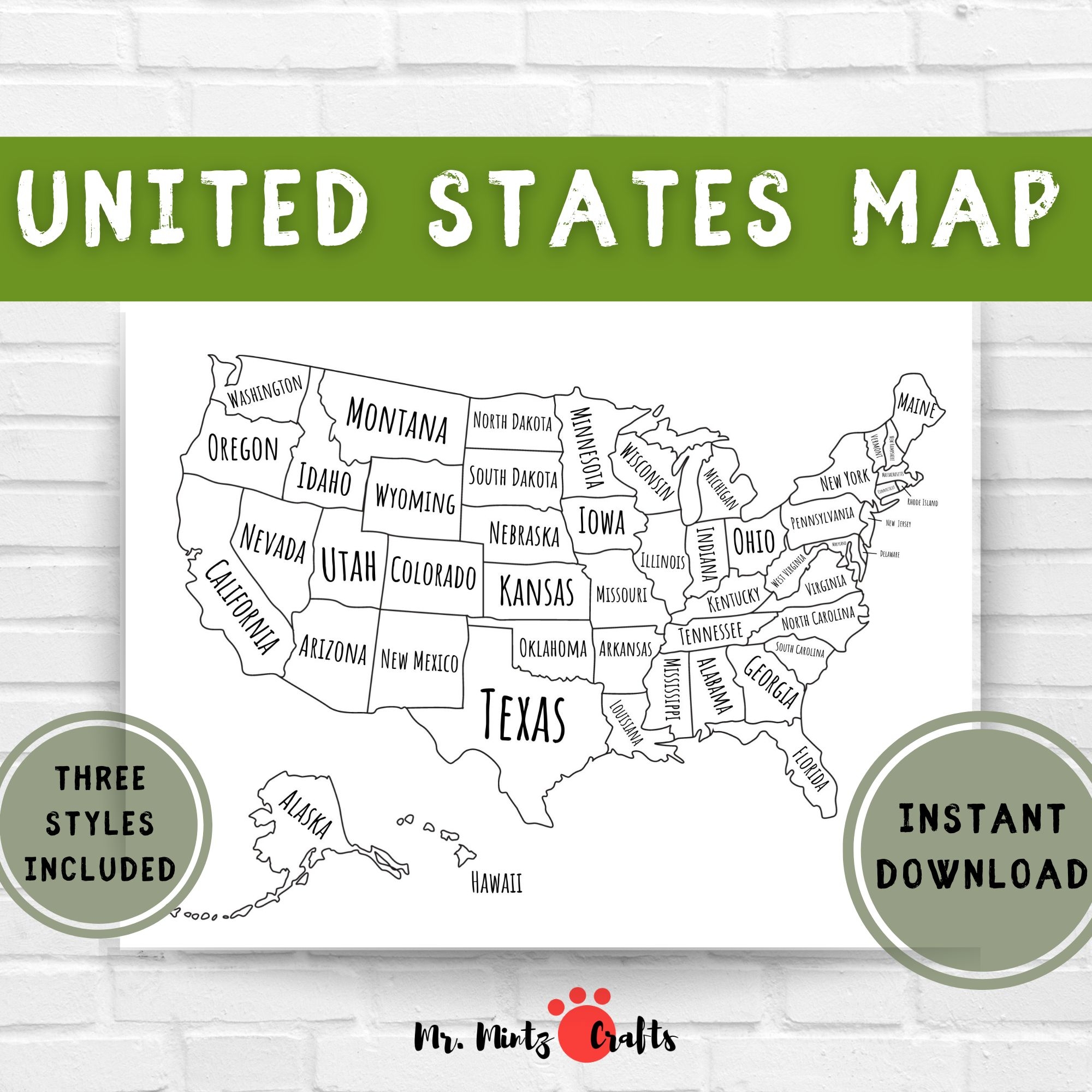 Printable Us Map States