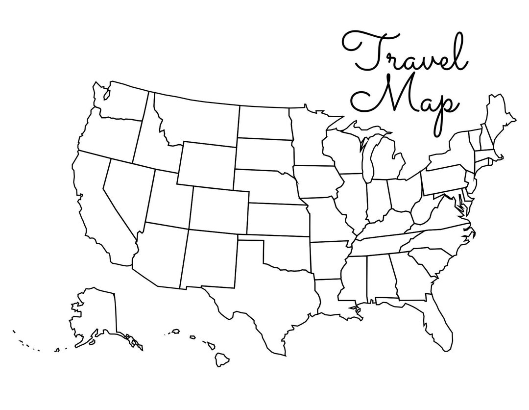 US Travel Map Fill In Map Color In Map US Color Map Etsy