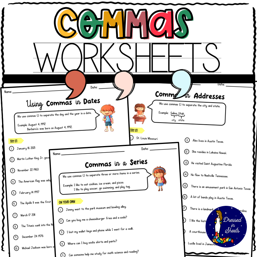 Using Commas Worksheets Worksheets Library