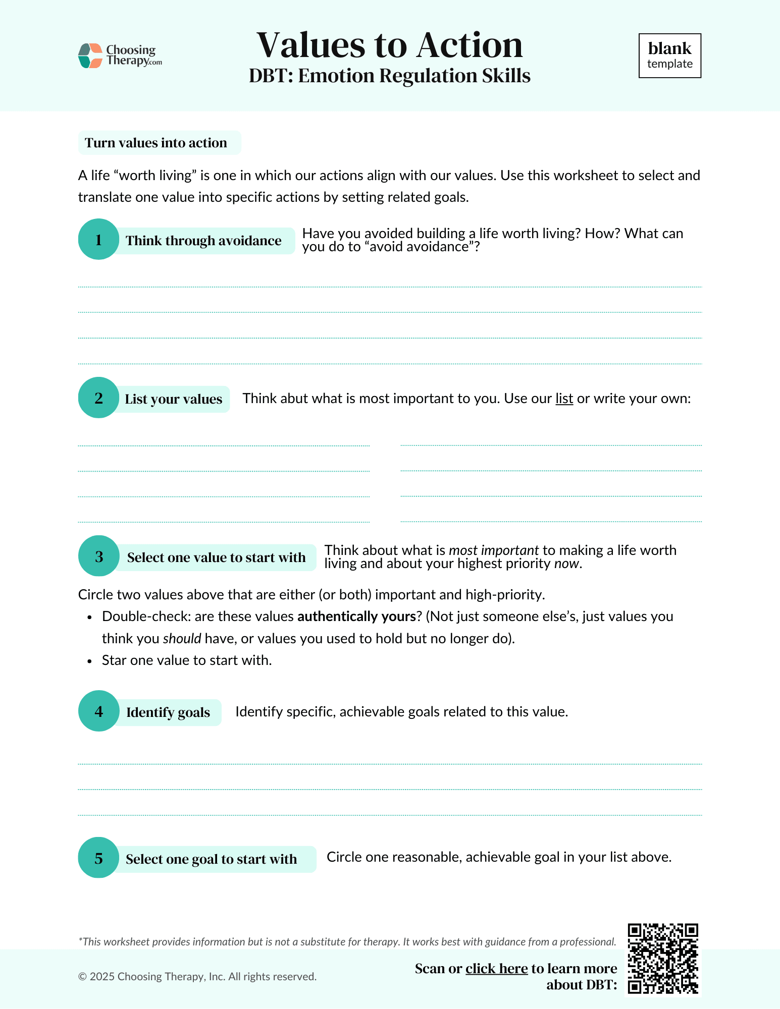 Printable Moral Reconation Therapy Worksheets