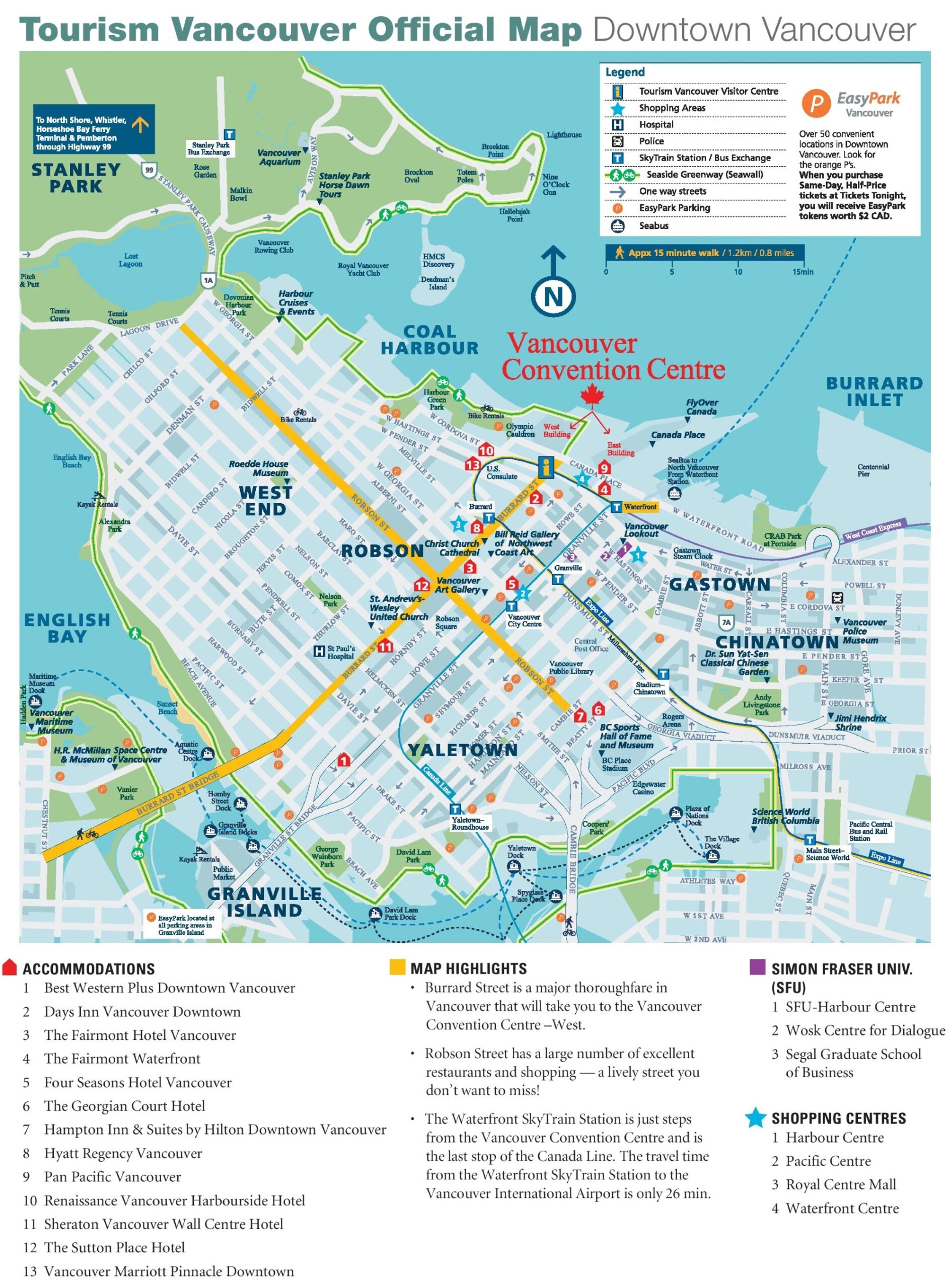 Vancouver Downtown Map Ontheworldmap Vancouver Downtown Map Ontheworldmap