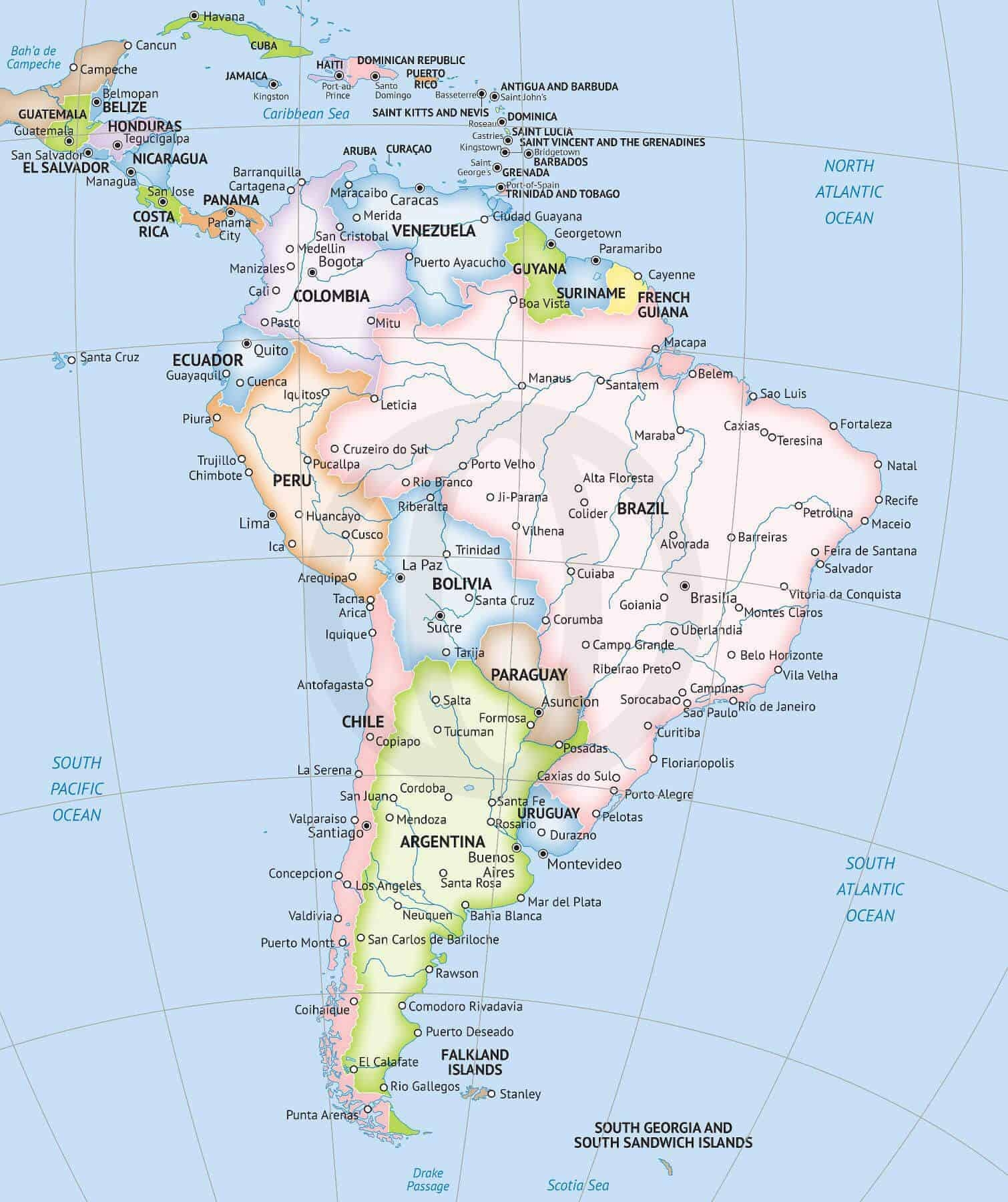 Printable South America Map