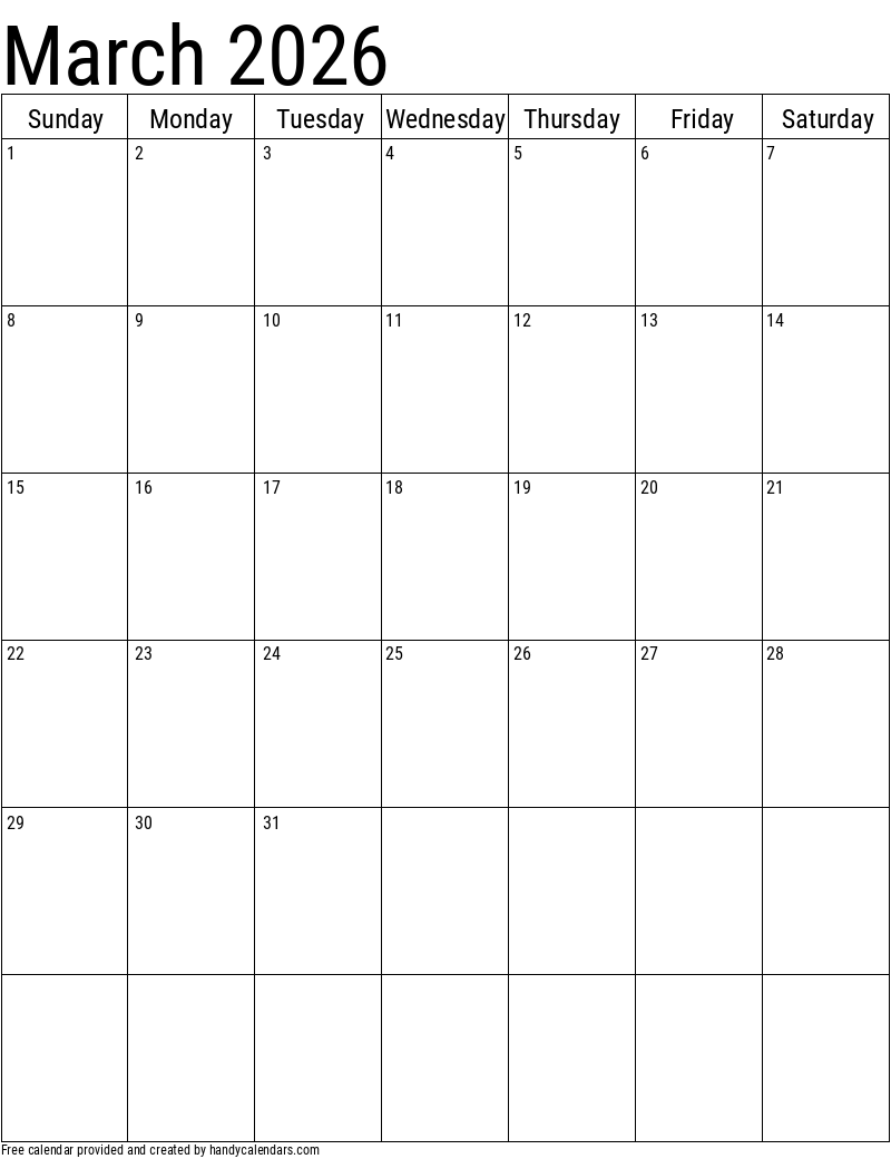 Vertical 2025 Calendar Templates Handy Calendars