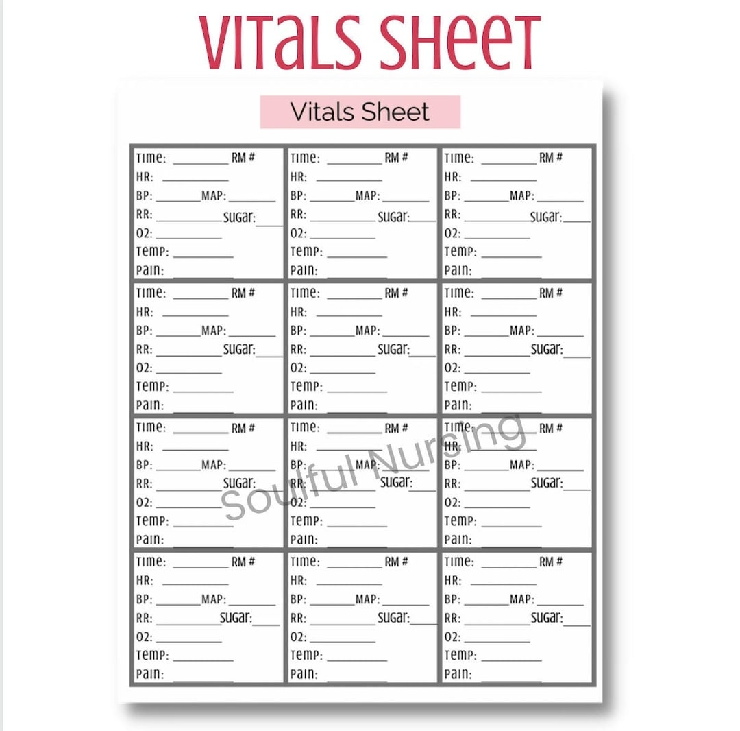 Vital Sign Documentation Sheet Etsy
