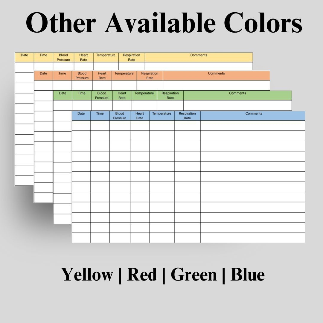 Vital Signs Record Log Printable PDF File Ready Made Template Monitor Your Health Slate X By Marie s Ko fi Shop