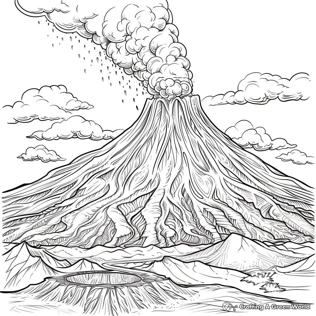 Volcano Coloring Pages Free Printable 