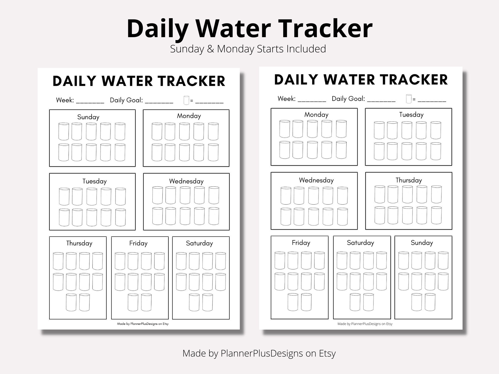 Weekly Water Intake Tracker Water Log Daily Water Tracker Printable Minimal Water Journal Instant Download PDF A4 A5 LETTER Etsy