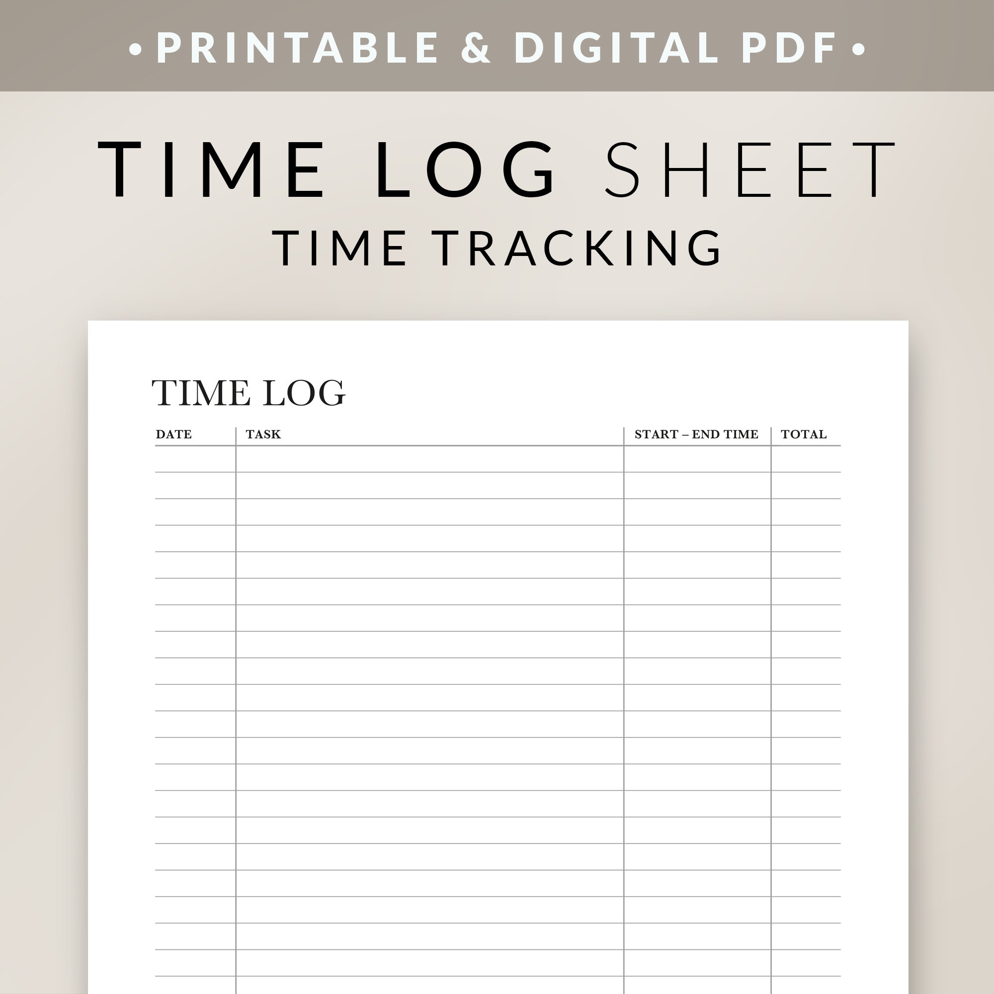 Work Time Log Printable Template Time Sheet Time Tracker Daily Weekly Time Blocking List Project Working Hours Digital Download PDF Etsy