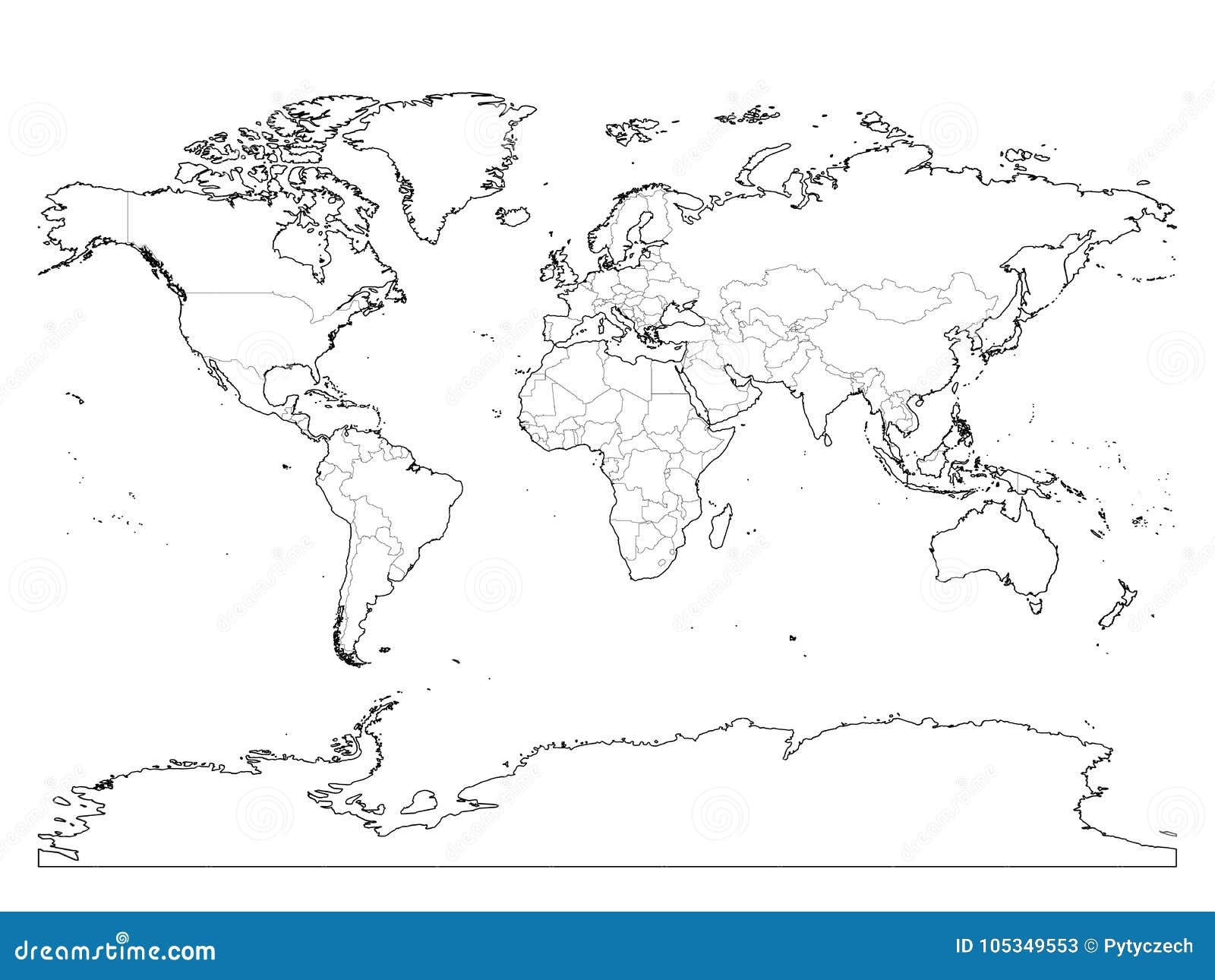 World Map Black White Printable